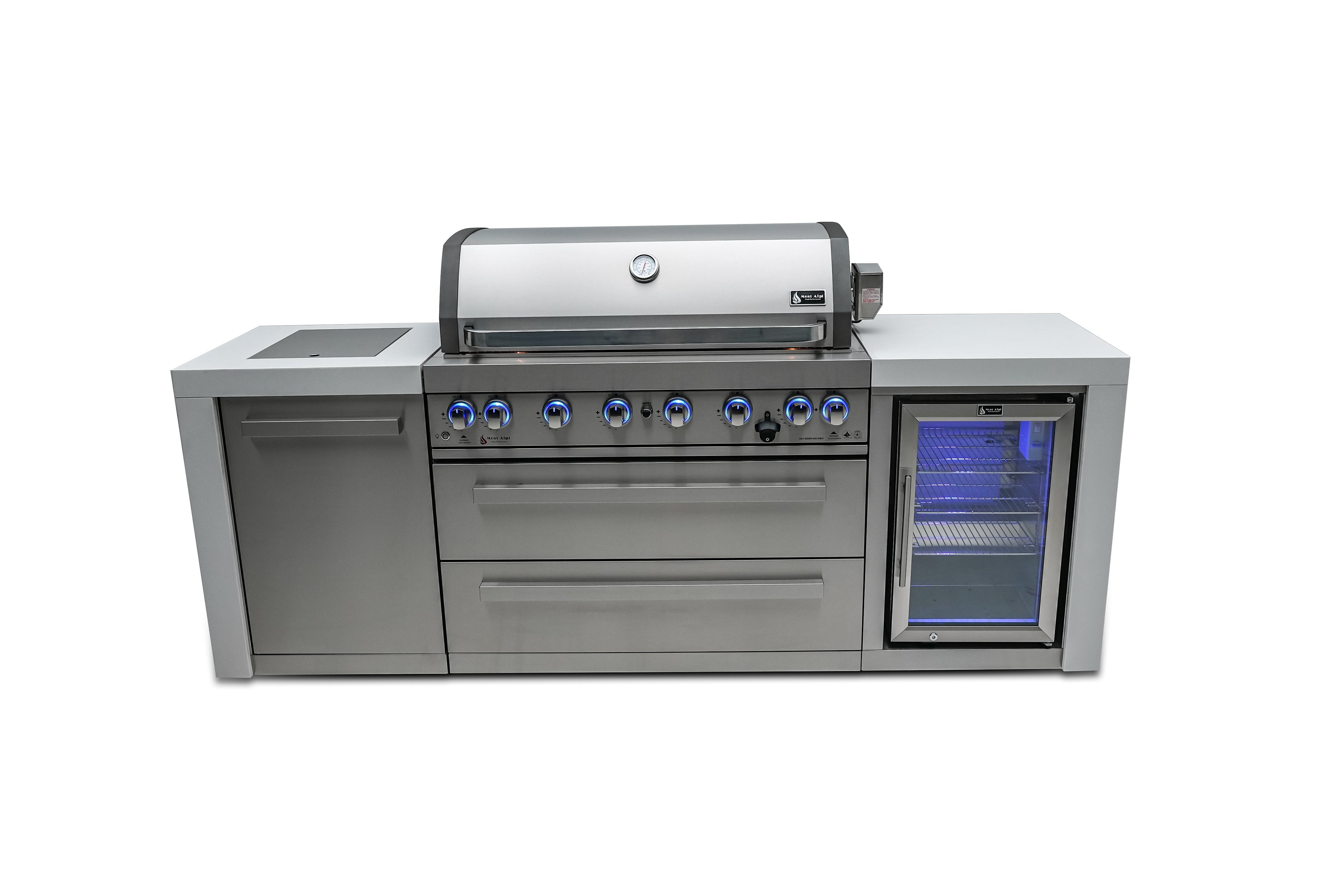 Mont Alpi 805 Deluxe Island with a Fridge Cabinet - Wheatland Fireplace