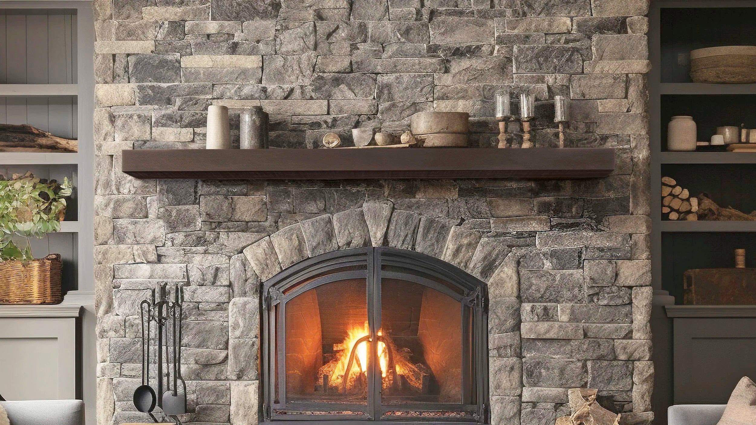 Flat Sawn Beam Non-Combustible Mantel