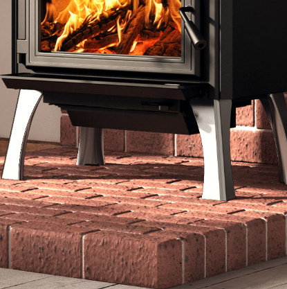 BRUSHED NICKEL CAST IRON STRAIGHT LEGS WITH ASH DRAWER - Wheatland Fireplace