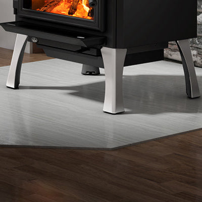 BRUSHED NICKEL CAST IRON STRAIGHT LEGS WITH ASH DRAWER - Wheatland Fireplace