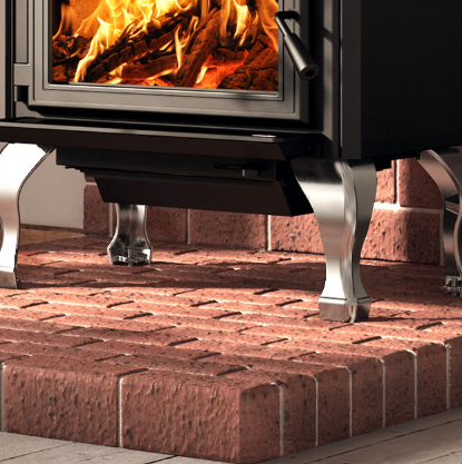 BRUSHED NICKEL CAST IRON TRADITIONAL LEGS WITH ASH DRAWER - Wheatland Fireplace