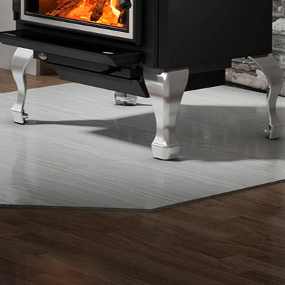 BRUSHED NICKEL CAST IRON TRADITIONAL LEGS WITH ASH DRAWER - Wheatland Fireplace