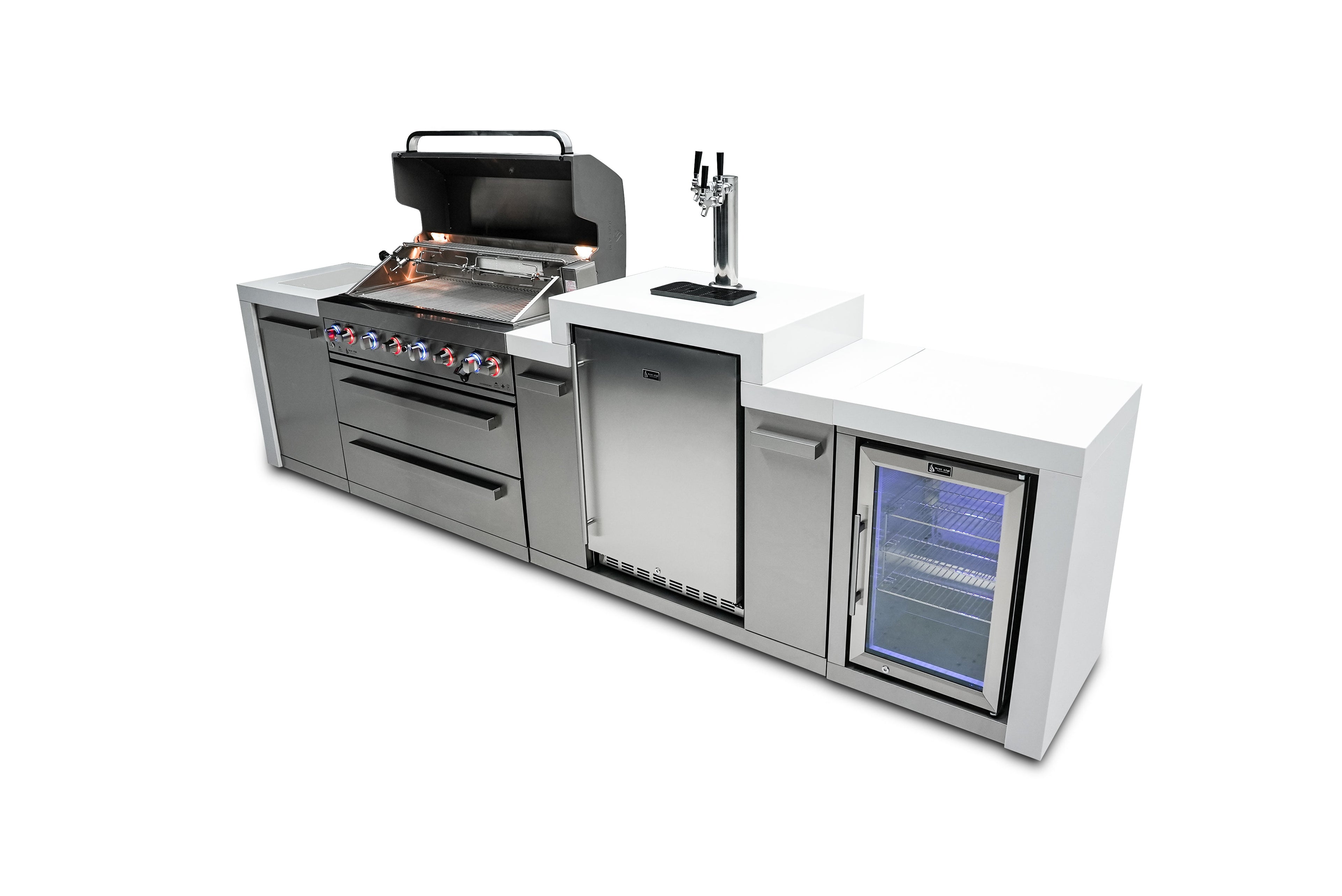 Mont Alpi 805 Deluxe Island with a Kegerator and  Fridge Cabinet - Wheatland Fireplace