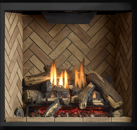Brick Herringbone Design - Brown - Wheatland Fireplace