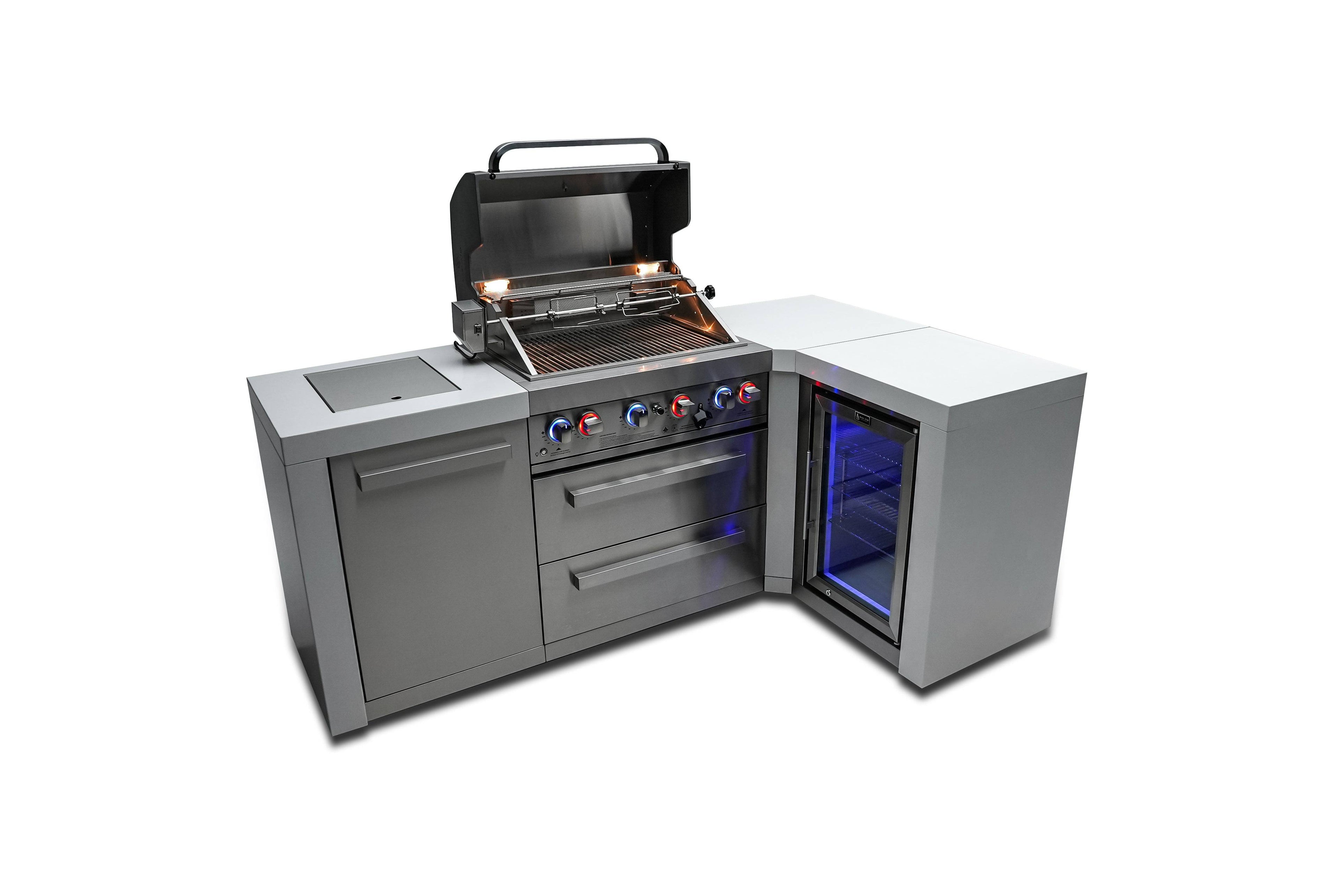Mont Alpi 400 Deluxe Island with a 90 Degree Corner and a Fridge Cabinet - Wheatland Fireplace