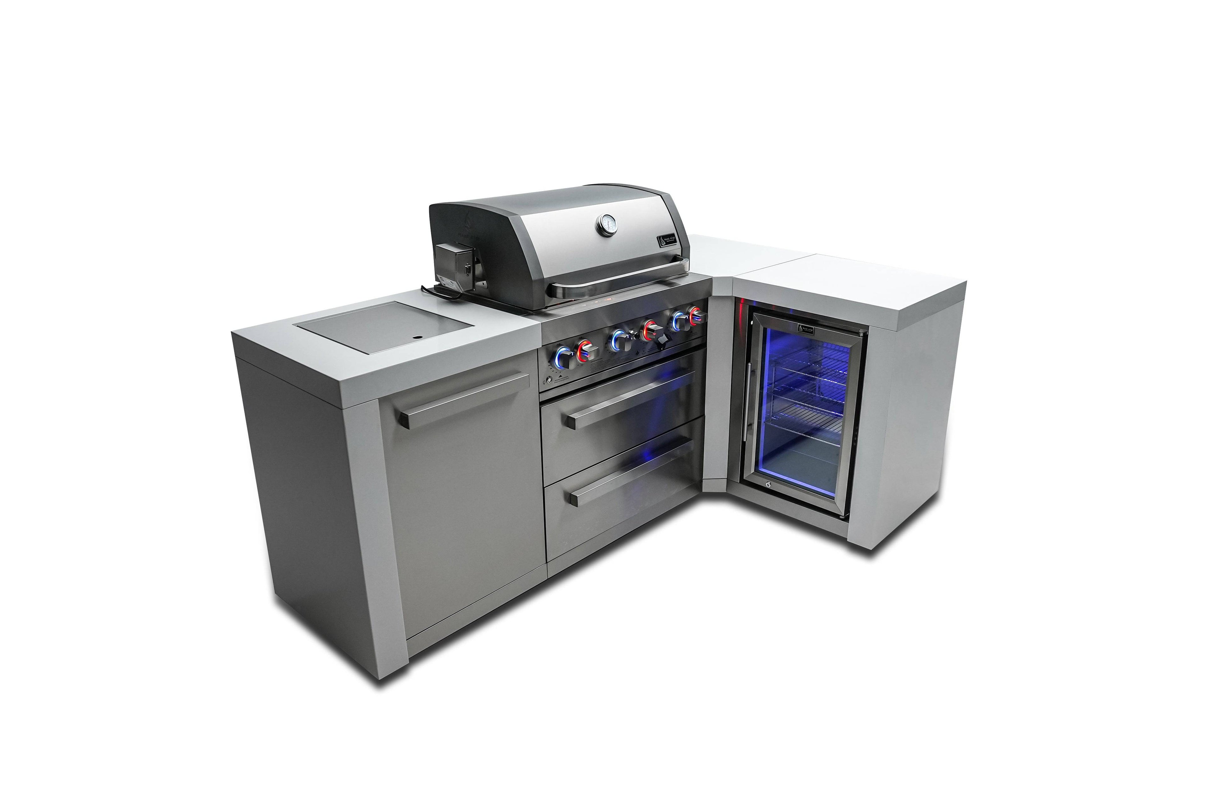 Mont Alpi 400 Deluxe Island with a 90 Degree Corner and a Fridge Cabinet - Wheatland Fireplace