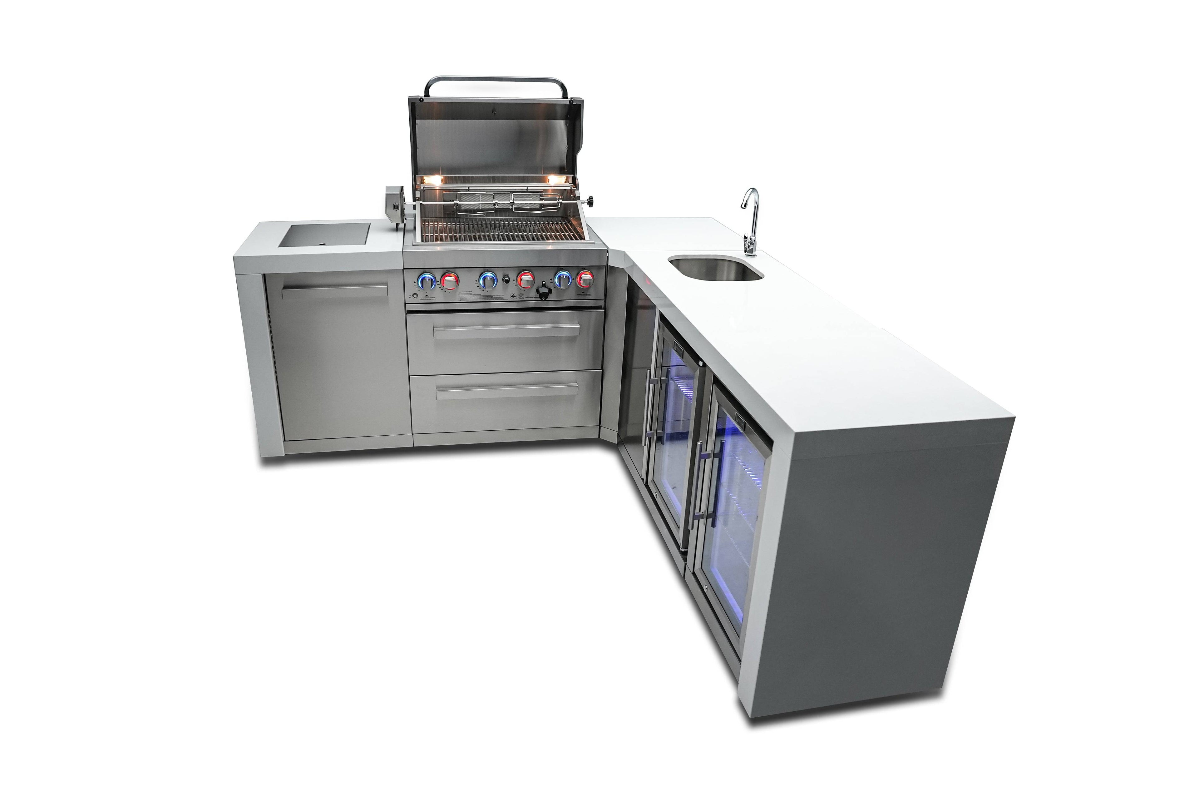 Mont Alpi 400 Deluxe Island with a 90 Degree Corner, Beverage center and Fridge Cabinet - Wheatland Fireplace