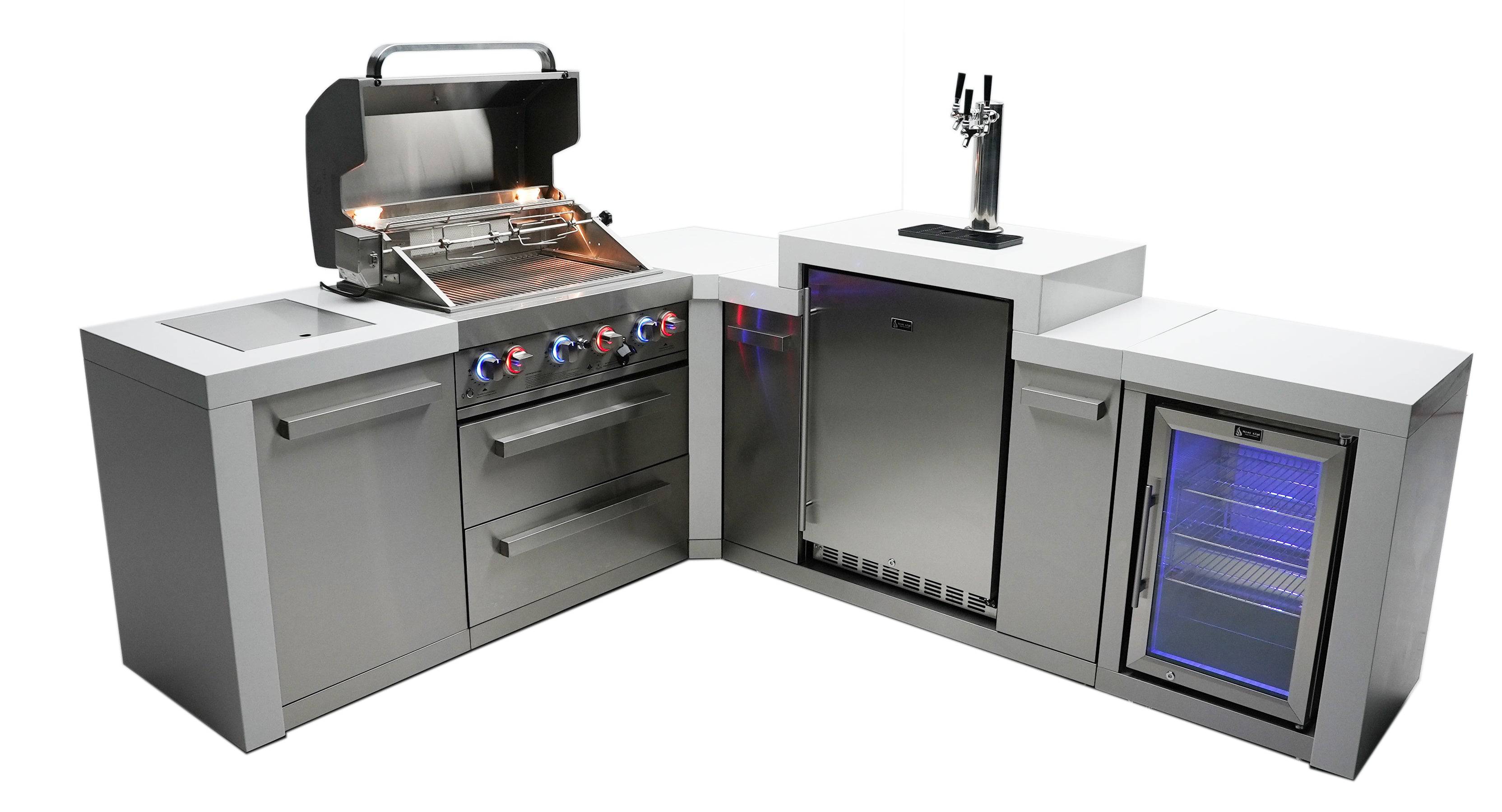 Mont Alpi 400 Deluxe Island with a 90 Degree Corner, Kegerator and Fridge Cabinet - Wheatland Fireplace