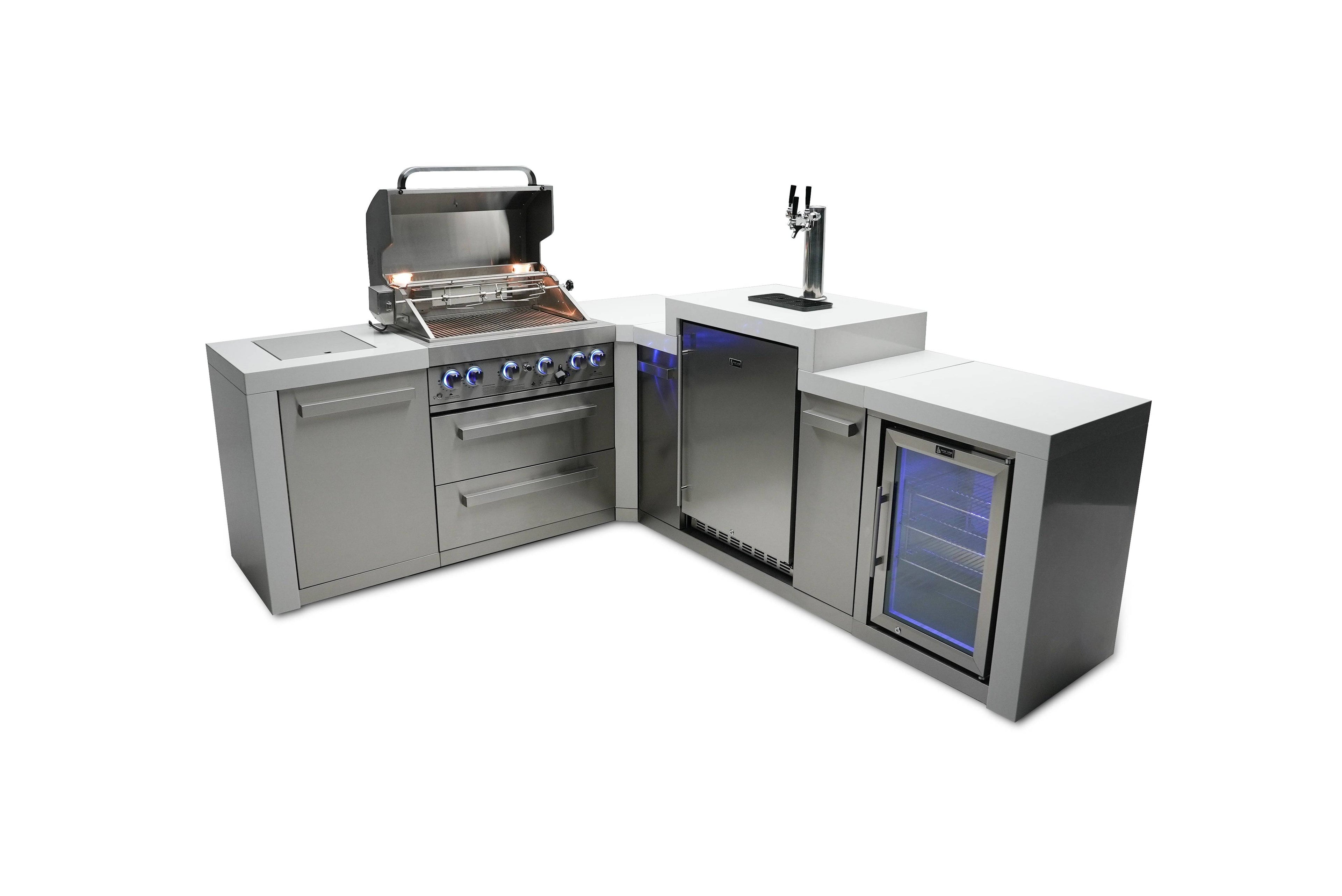 Mont Alpi 400 Deluxe Island with a 90 Degree Corner, Kegerator and Fridge Cabinet - Wheatland Fireplace