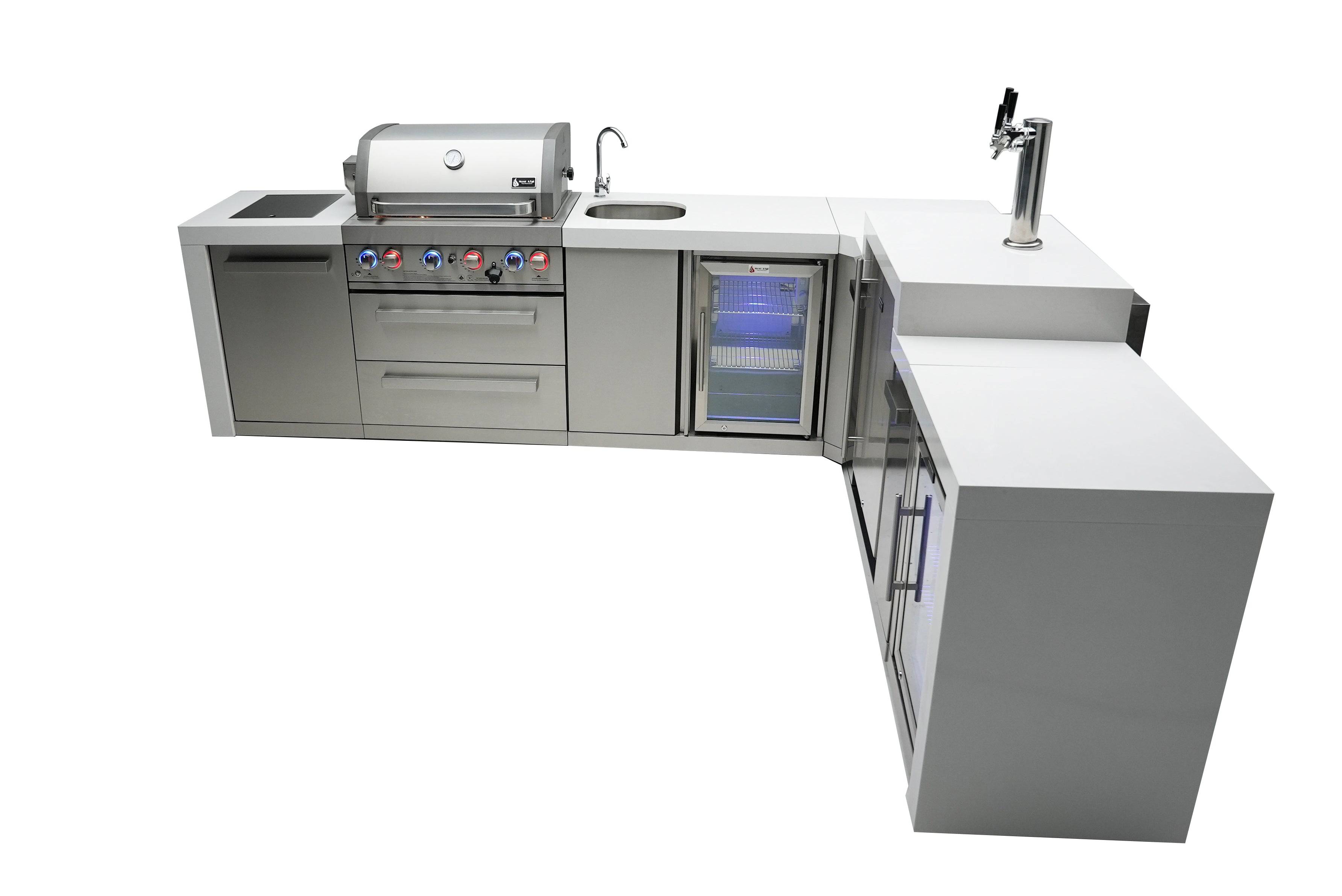 Mont Alpi 400 Deluxe Island with a 90 Degree Corner, Kegerator, Beverage Center and Fridge Cabinet - Wheatland Fireplace