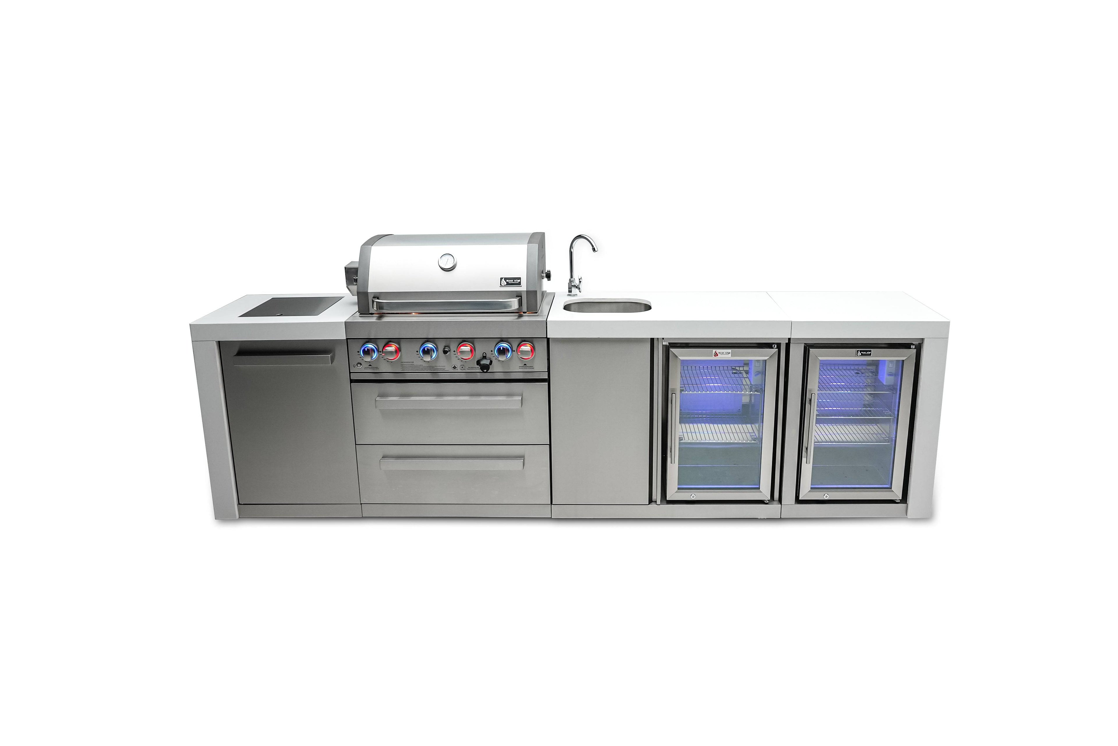 Mont Alpi 400 Deluxe Island with a Beverage Center and Fridge Cabinet - Wheatland Fireplace