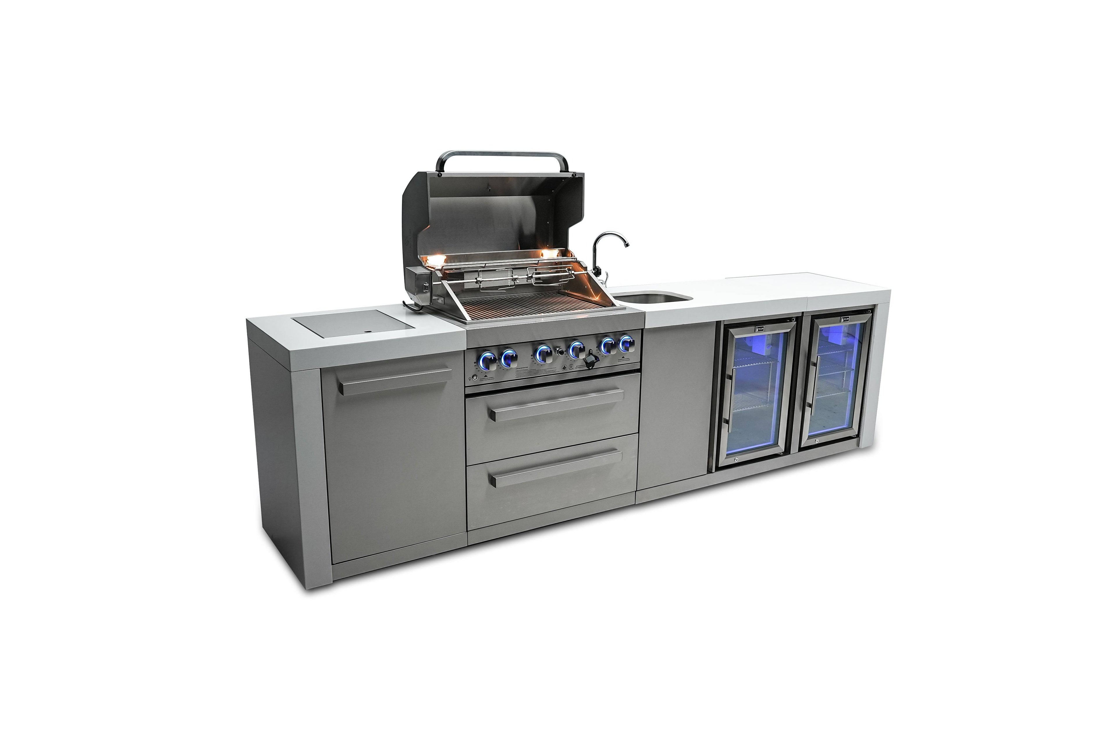 Mont Alpi 400 Deluxe Island with a Beverage Center and Fridge Cabinet - Wheatland Fireplace