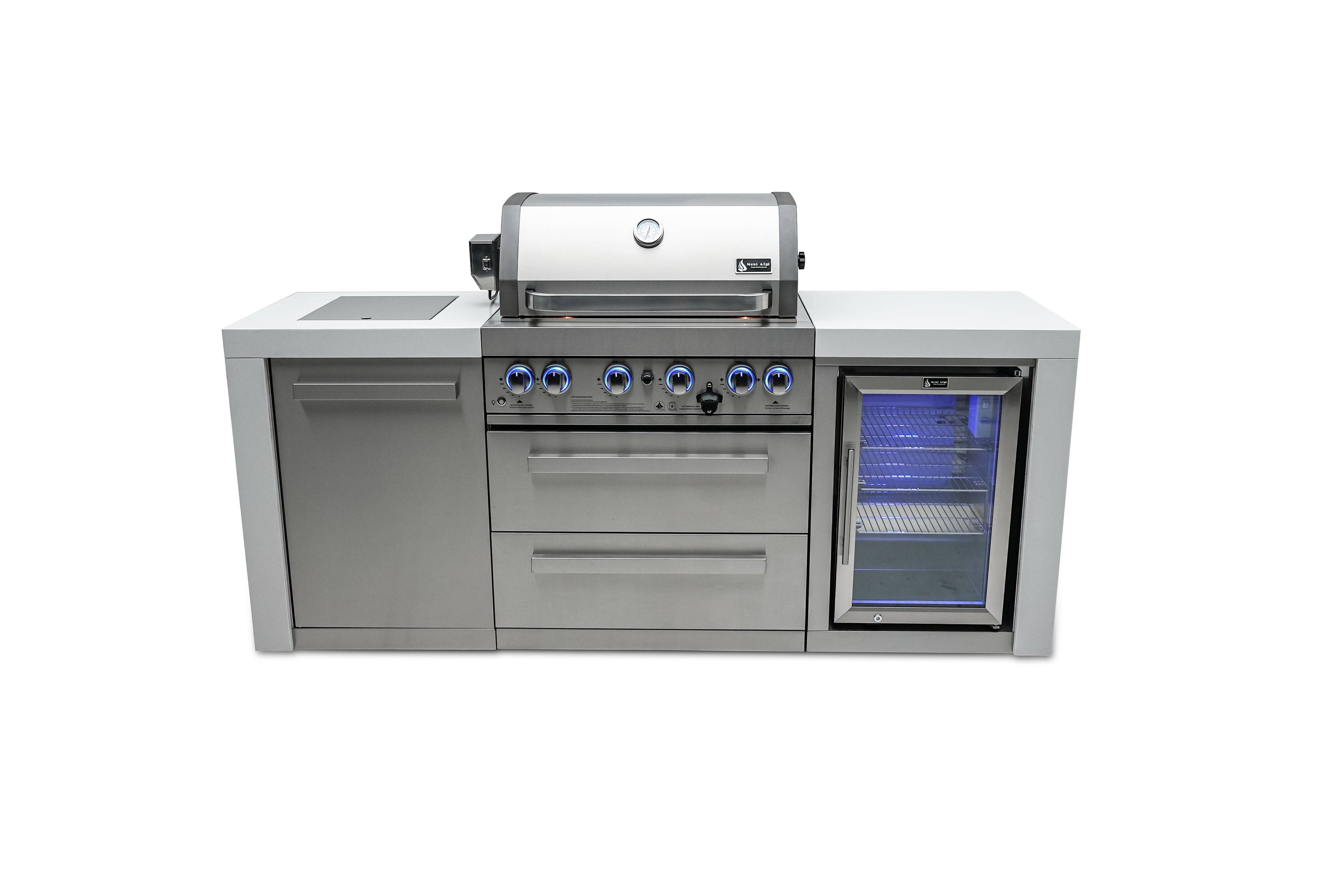Mont Alpi 400 Deluxe Island with a Fridge Cabinet - Wheatland Fireplace