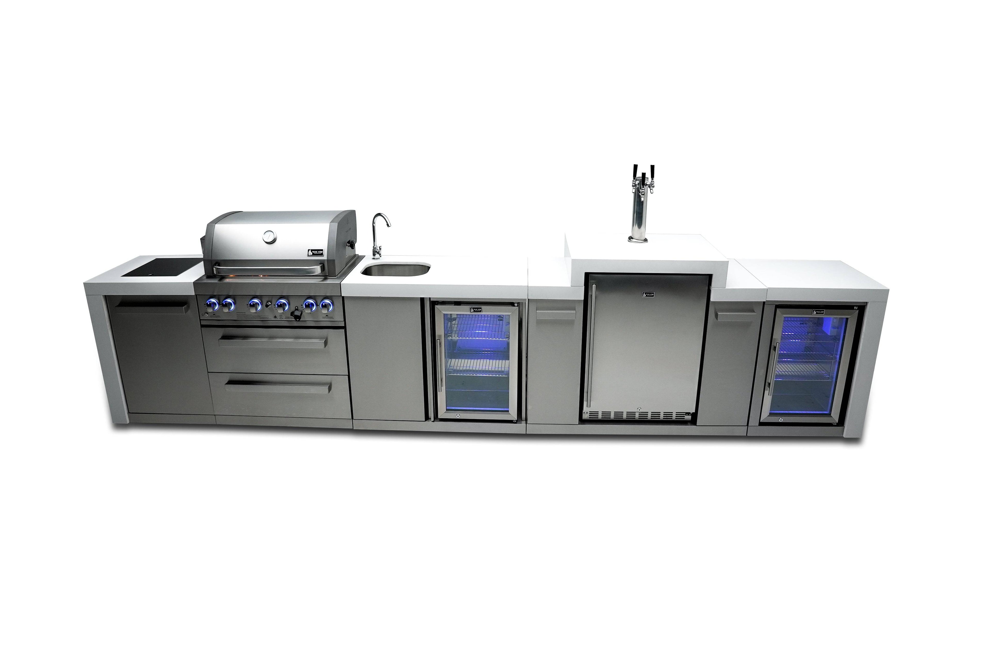 Mont Alpi 400 Deluxe Island with a Kegerator, Beverage Center and Fridge Cabinet - Wheatland Fireplace