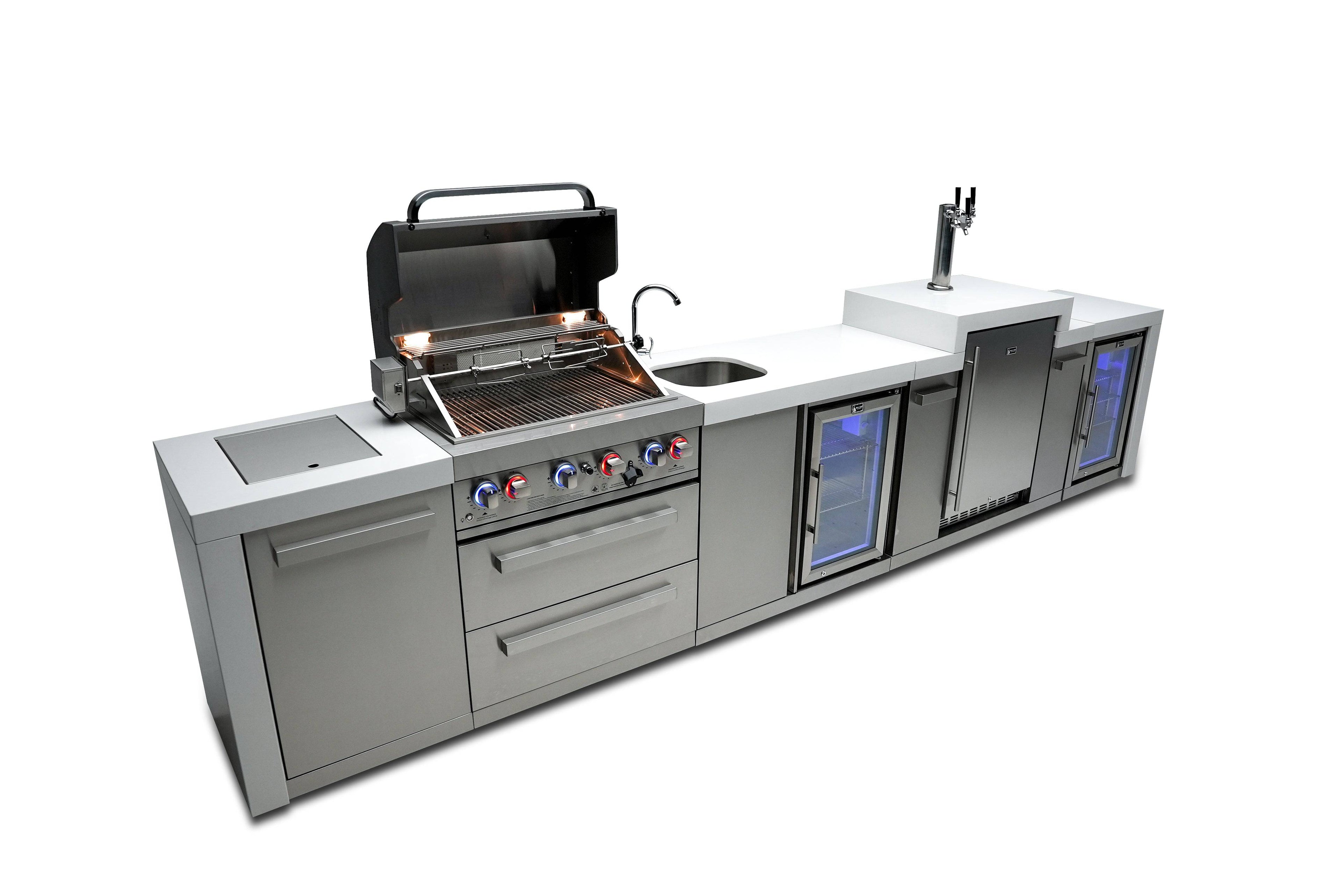 Mont Alpi 400 Deluxe Island with a Kegerator, Beverage Center and Fridge Cabinet - Wheatland Fireplace