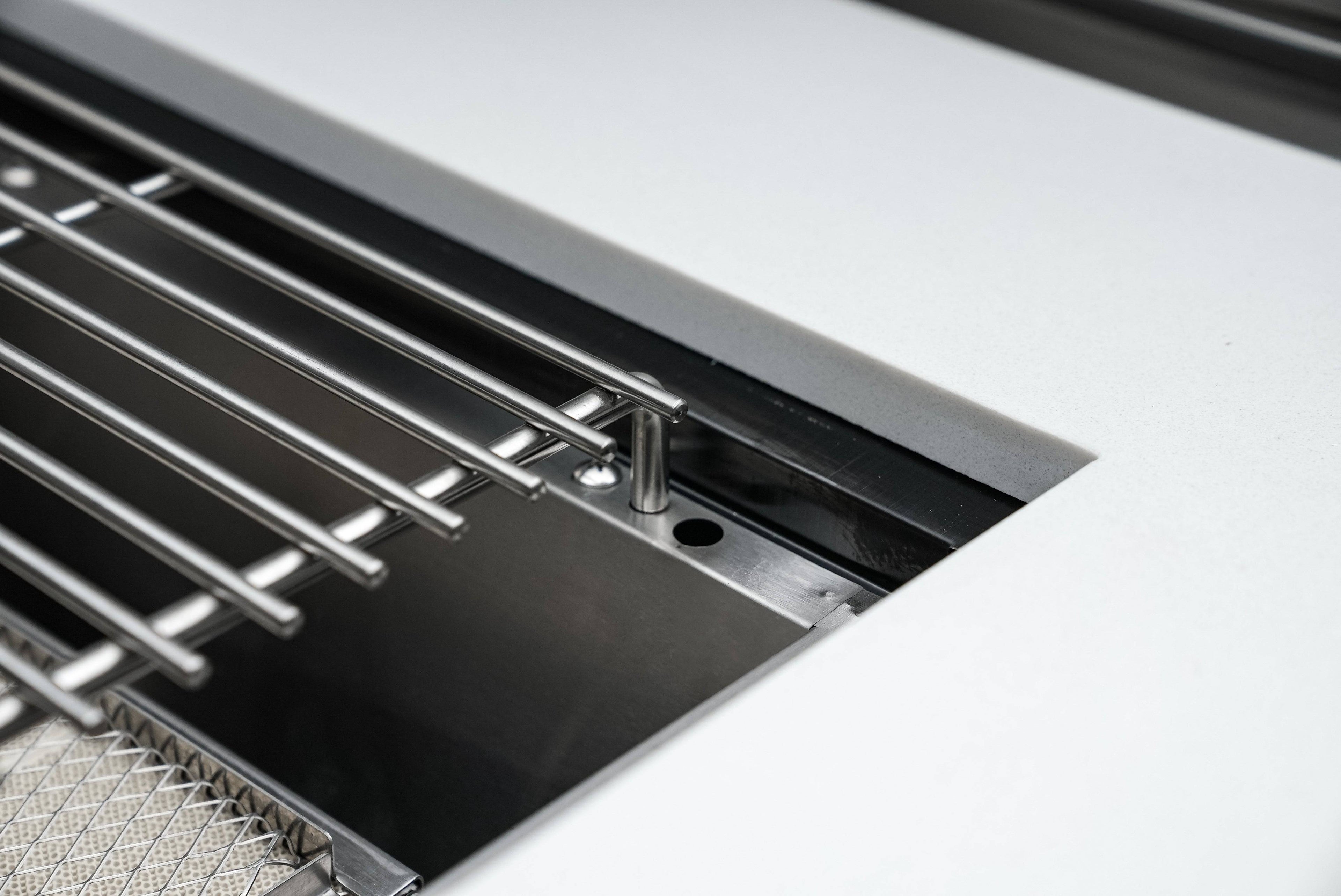 Mont Alpi 805 Black Stainless Steel Island with a 90 Degree Corner - Wheatland Fireplace