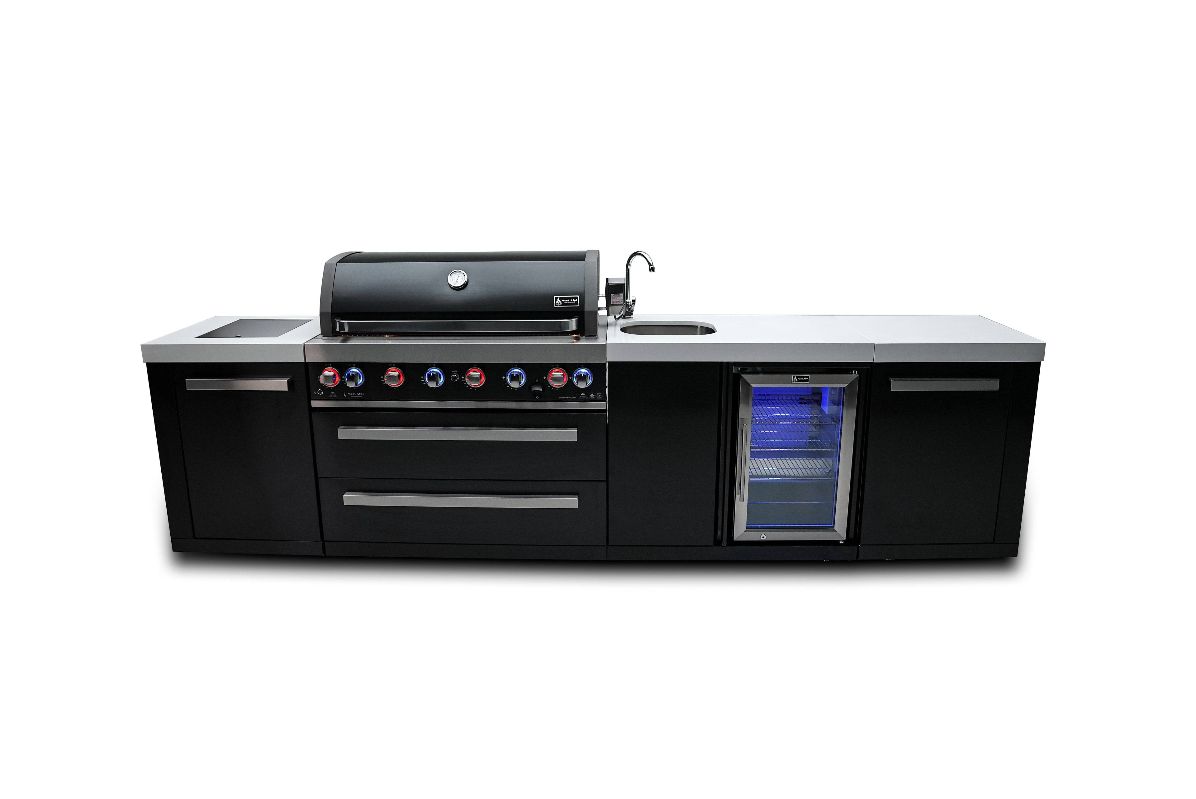 Mont Alpi 805 Black Stainless Steel Island with a Beverage center - Wheatland Fireplace