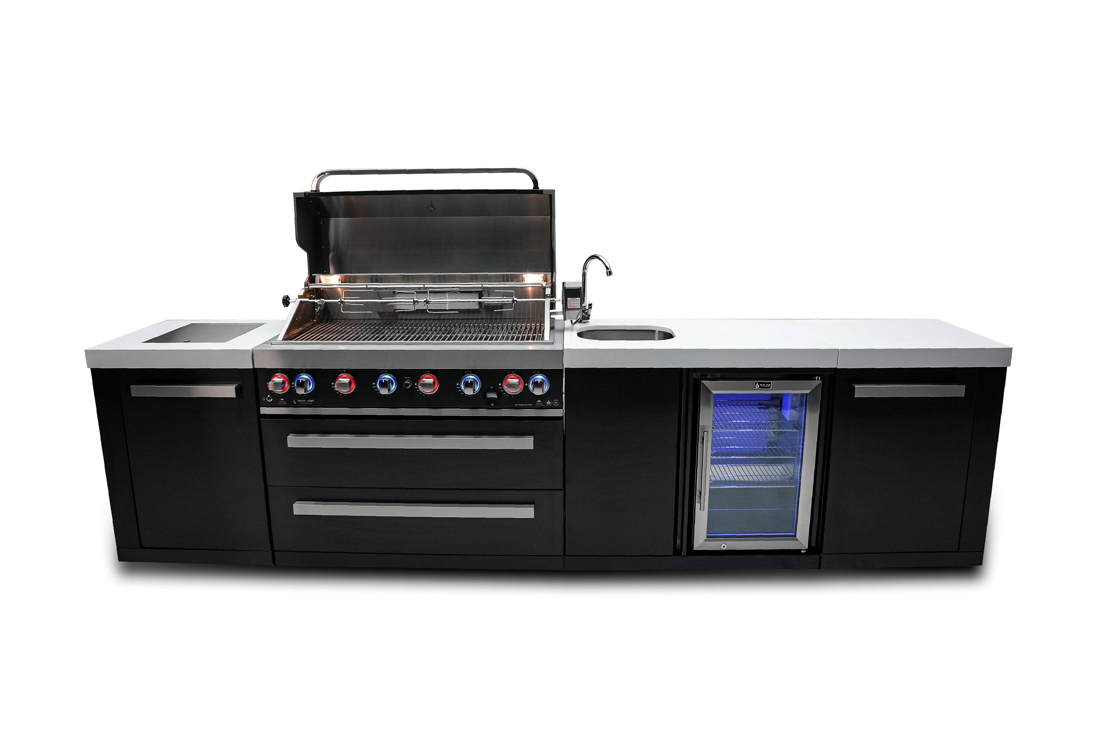 Mont Alpi 805 Black Stainless Steel Island with a Beverage center - Wheatland Fireplace