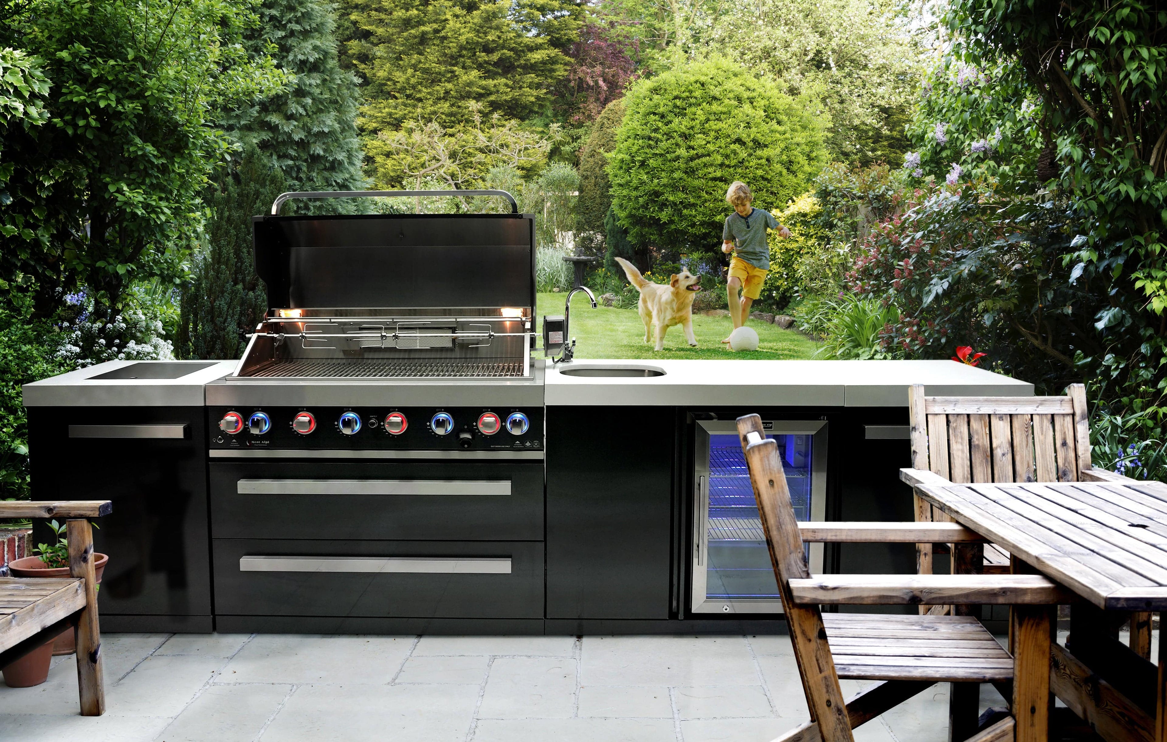 Mont Alpi 805 Black Stainless Steel Island with a Beverage center - Wheatland Fireplace