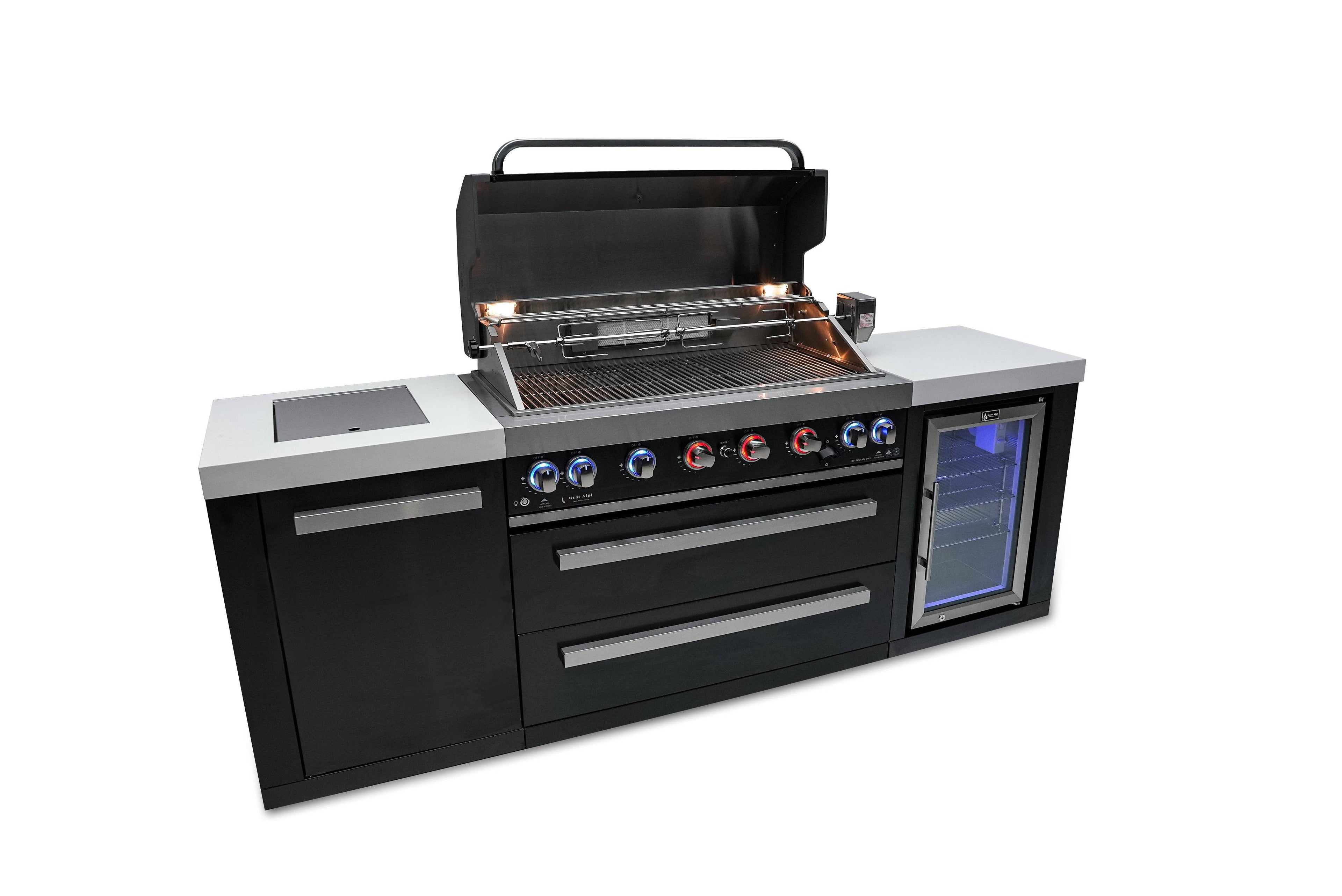 Mont Alpi 805 Black Stainless Steel Island with a Fridge Cabinet - Wheatland Fireplace