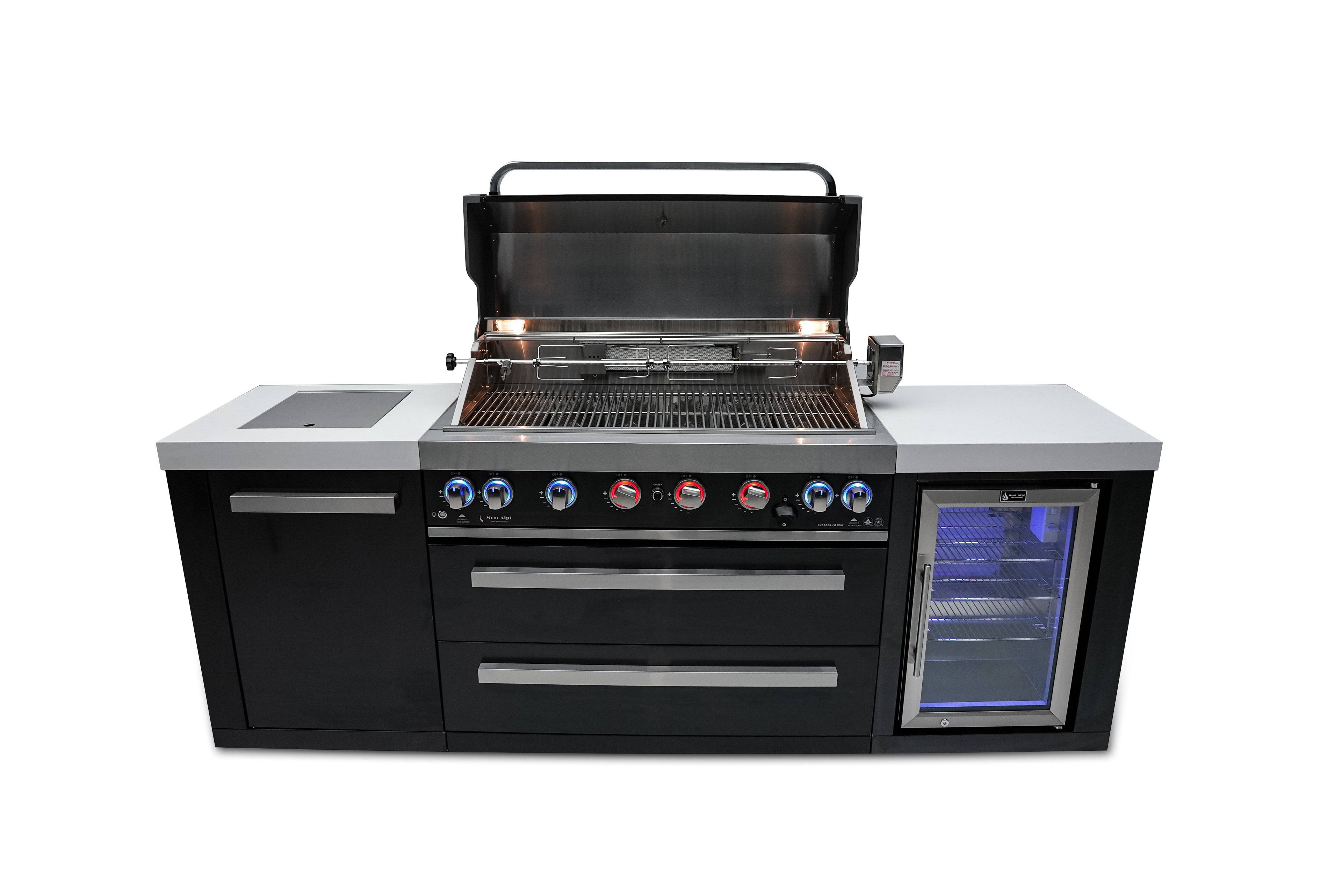Mont Alpi 805 Black Stainless Steel Island with a Fridge Cabinet - Wheatland Fireplace