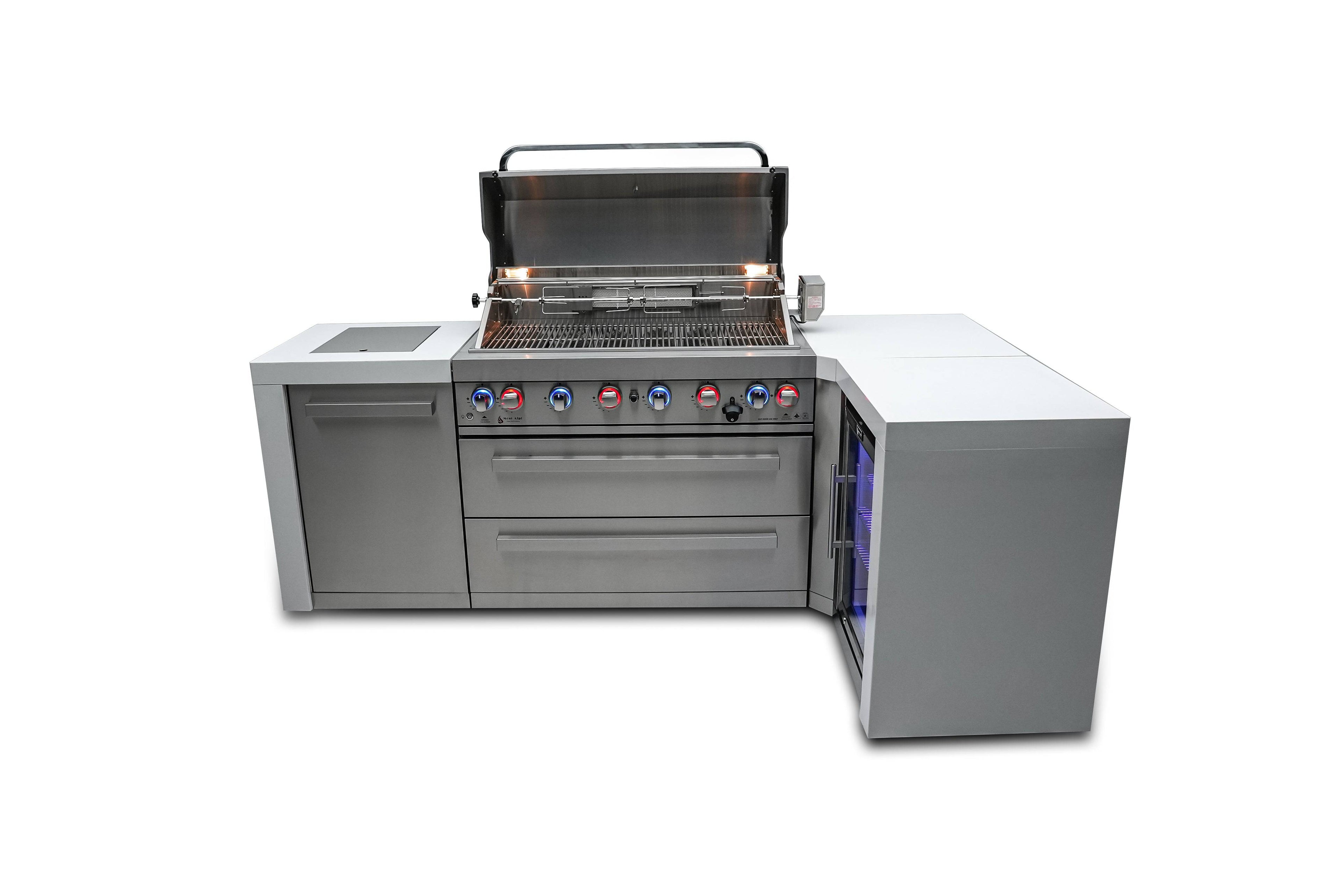 Mont Alpi 805 Deluxe Island with a 90 Degree Corner and a Fridge Cabinet - Wheatland Fireplace