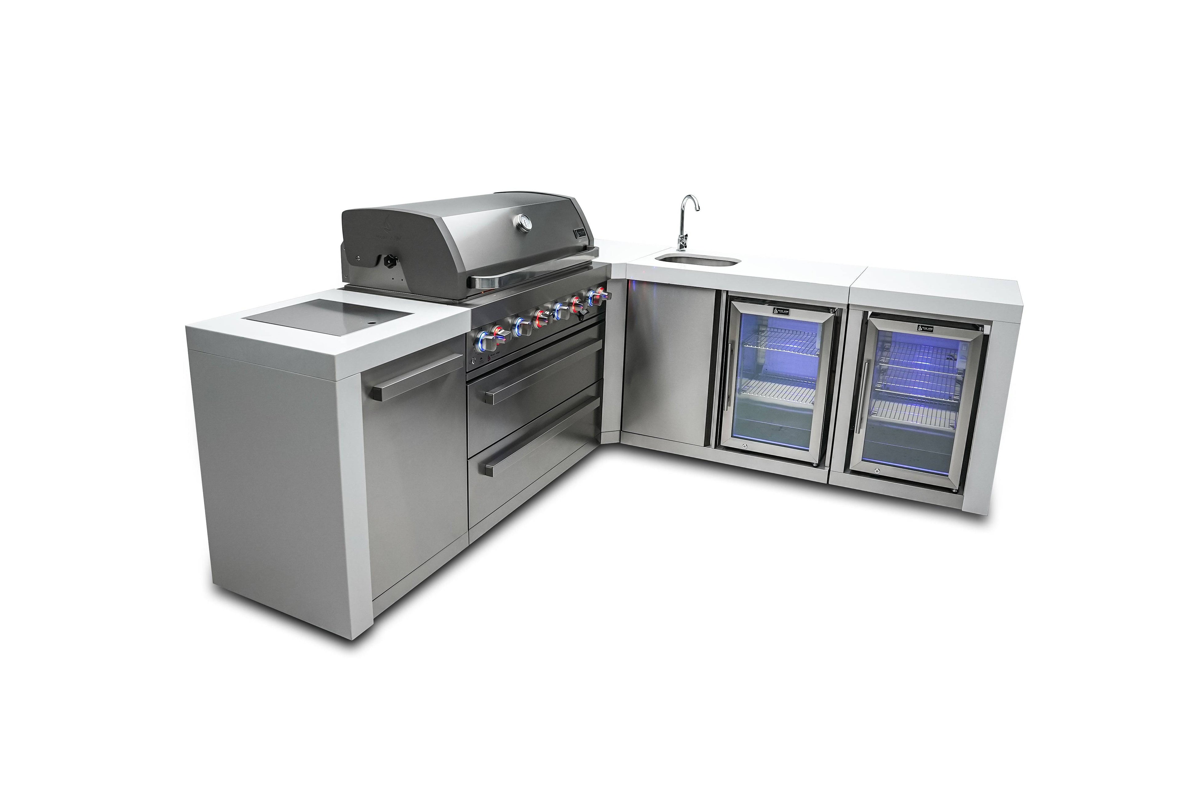 Mont Alpi 805 Deluxe Island with a 90 Degree Corner, Beverage center and Fridge Cabinet - Wheatland Fireplace