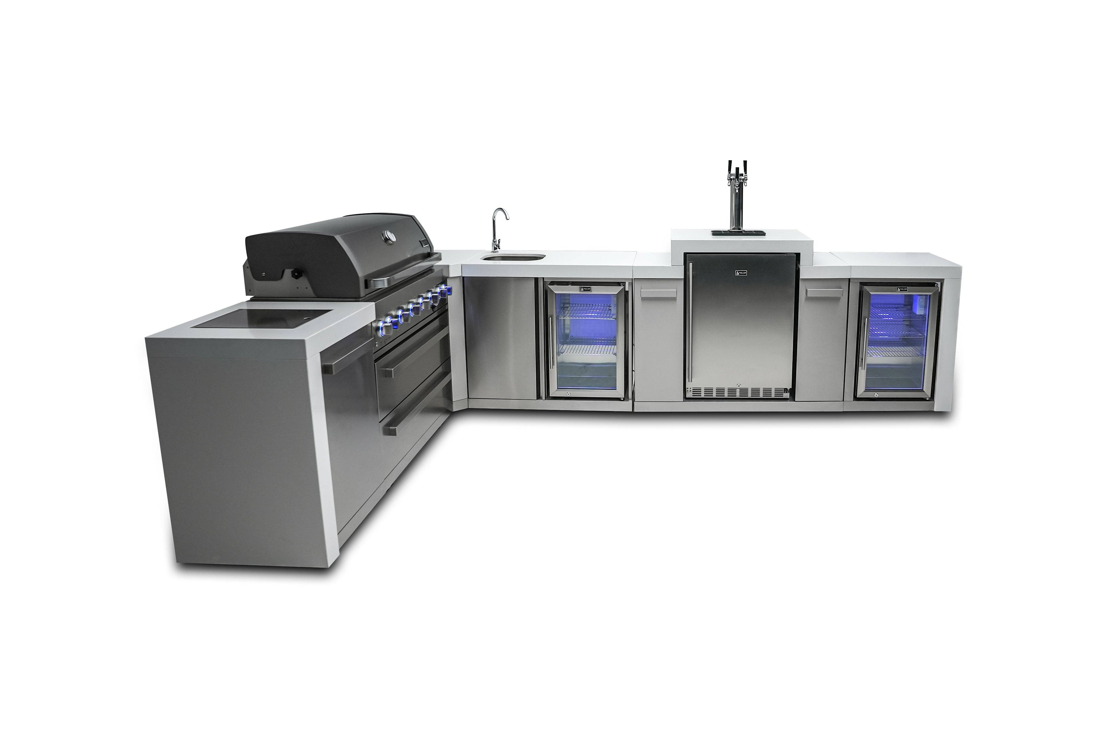 Mont Alpi 805 Deluxe Island with a 90 Degree Corner, Kegerator, Beverage Center and Fridge Cabinet - Wheatland Fireplace