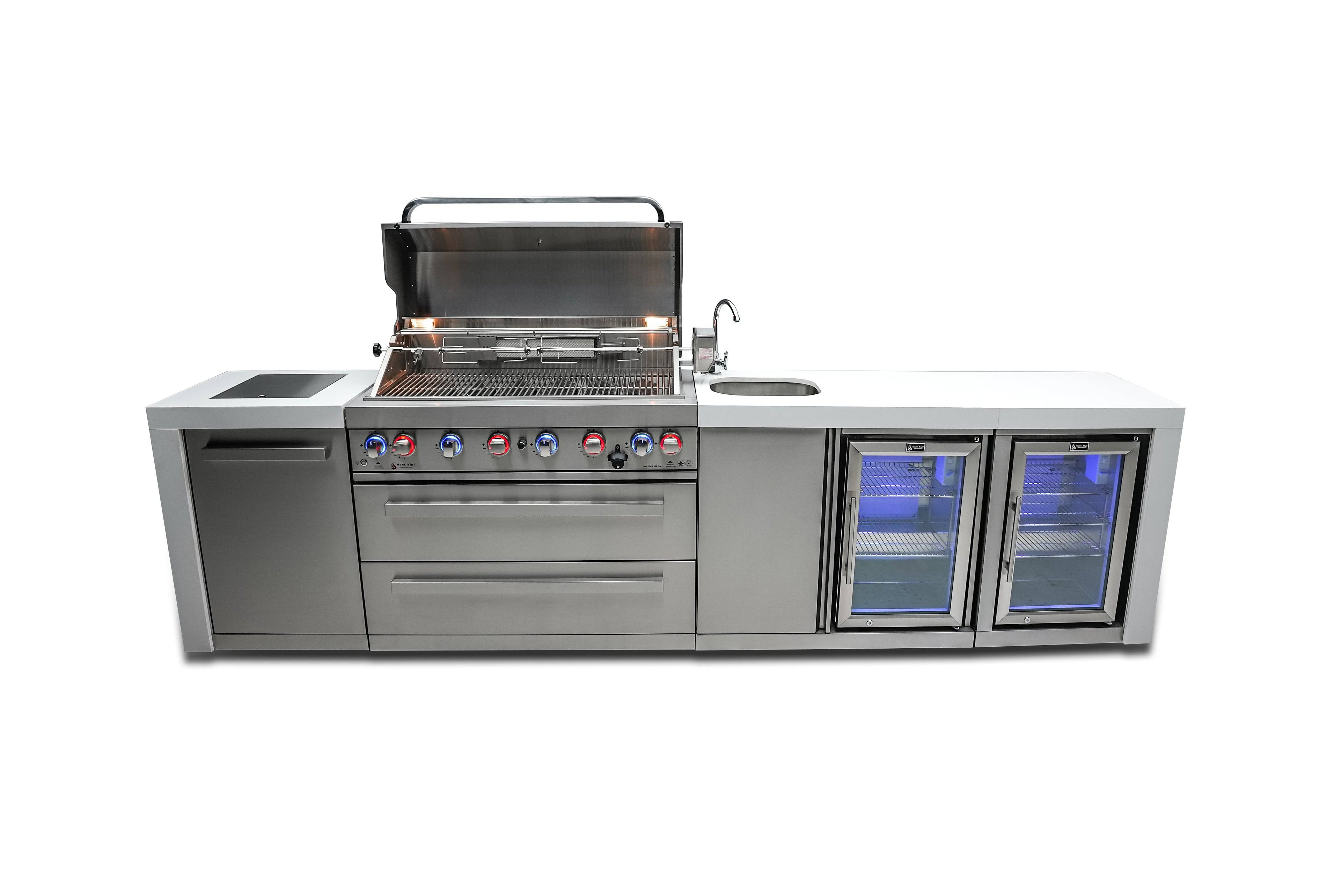 Mont Alpi 805 Deluxe Island with a Beverage Center and Fridge Cabinet - Wheatland Fireplace