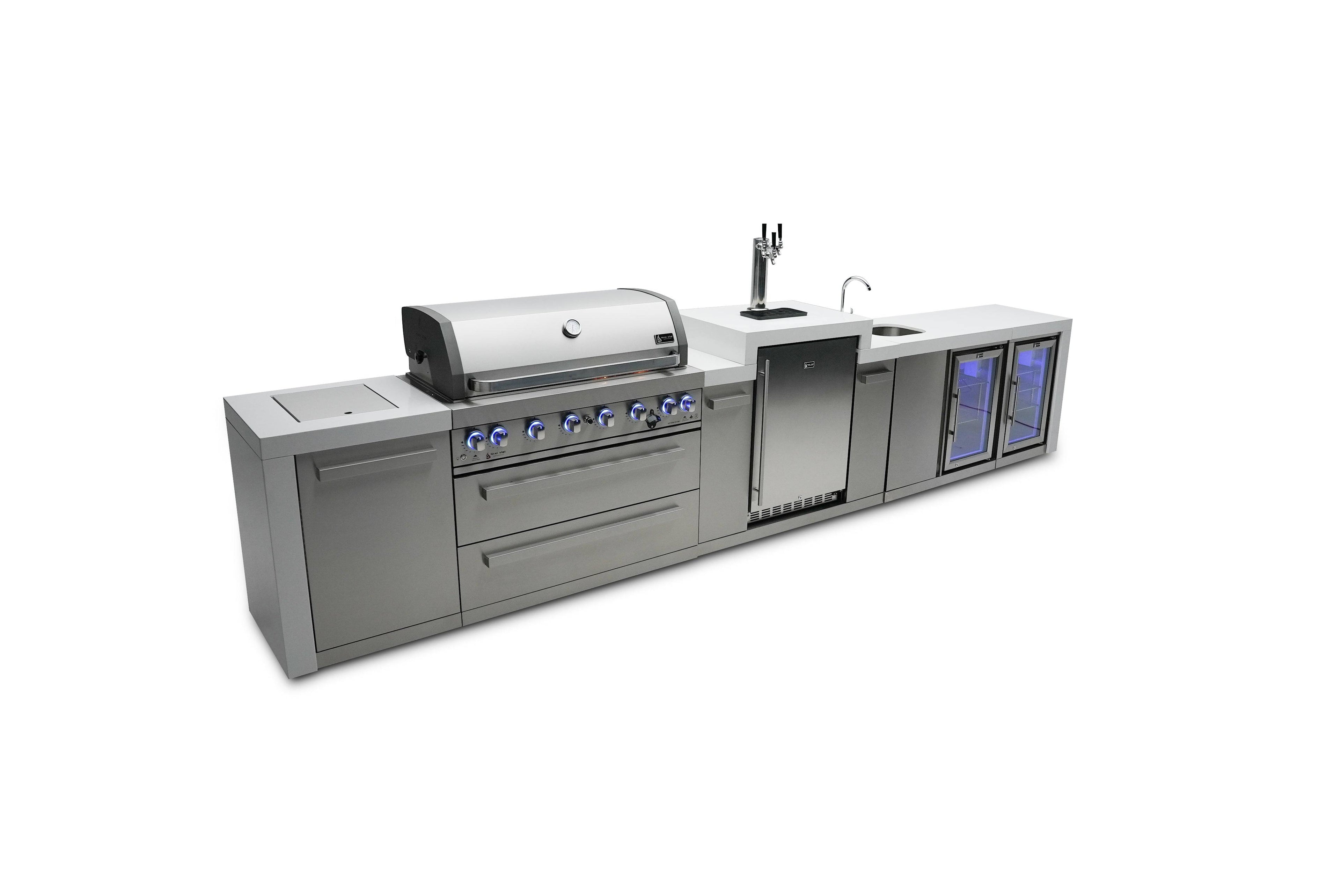 Mont Alpi 805 Deluxe Island with a Kegerator, Beverage Center and Fridge Cabinet - Wheatland Fireplace