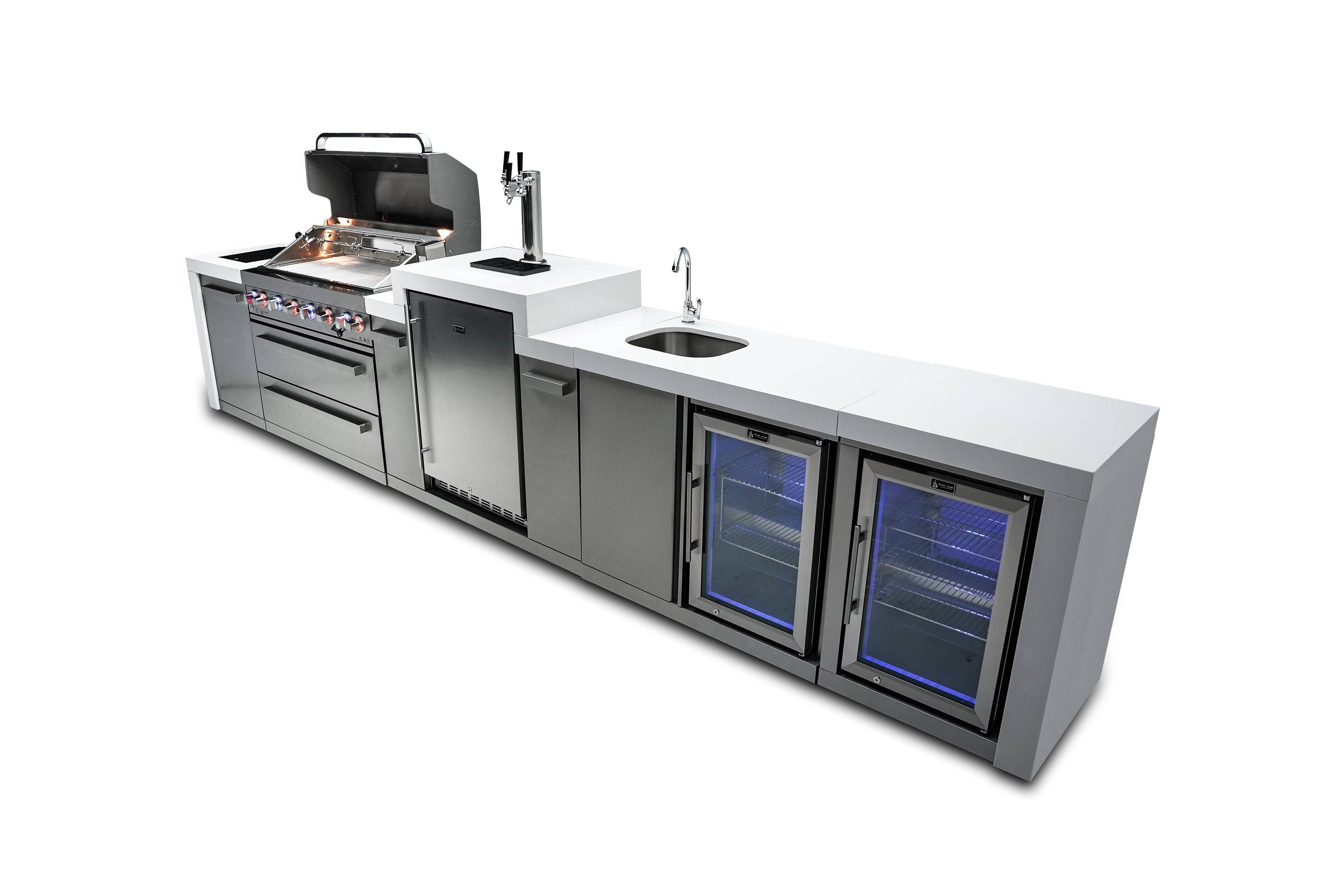 Mont Alpi 805 Deluxe Island with a Kegerator, Beverage Center and Fridge Cabinet - Wheatland Fireplace