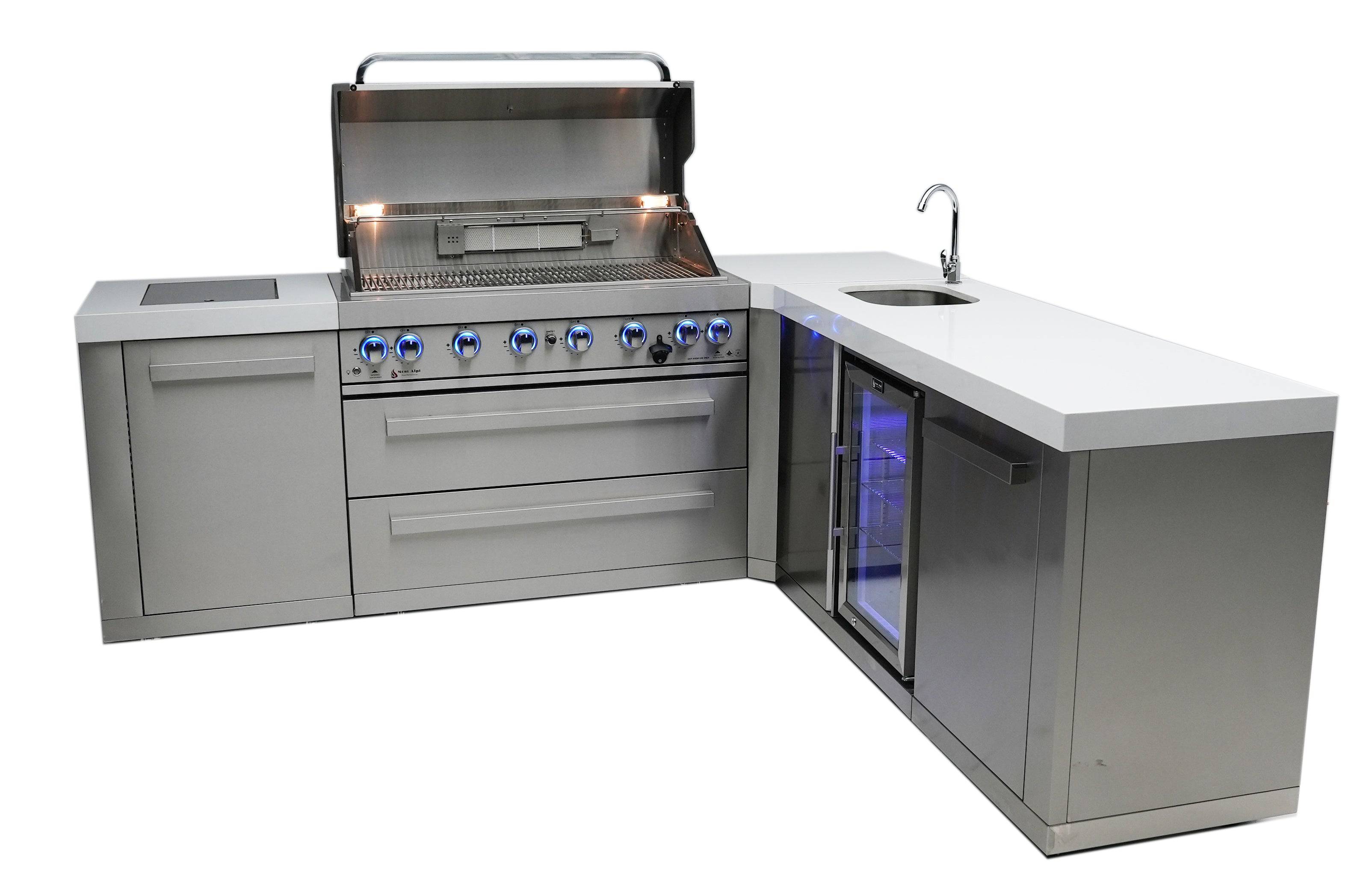 Mont Alpi 805 Island with a 90 Degree Corner and Beverage Center - Wheatland Fireplace