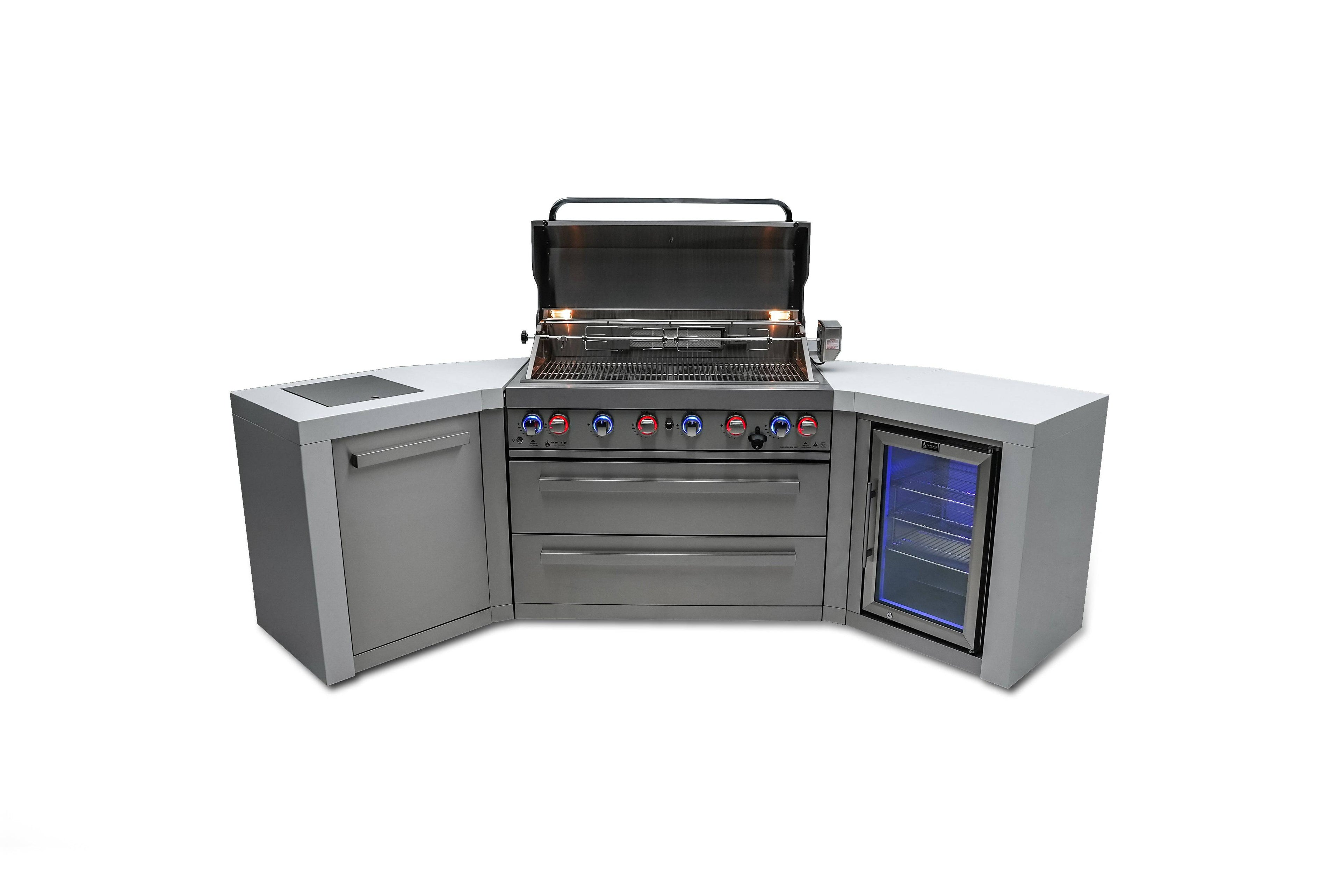Mont Alpi 805 Deluxe Island with 45 Degree Corners and a Fridge Cabinet - Wheatland Fireplace