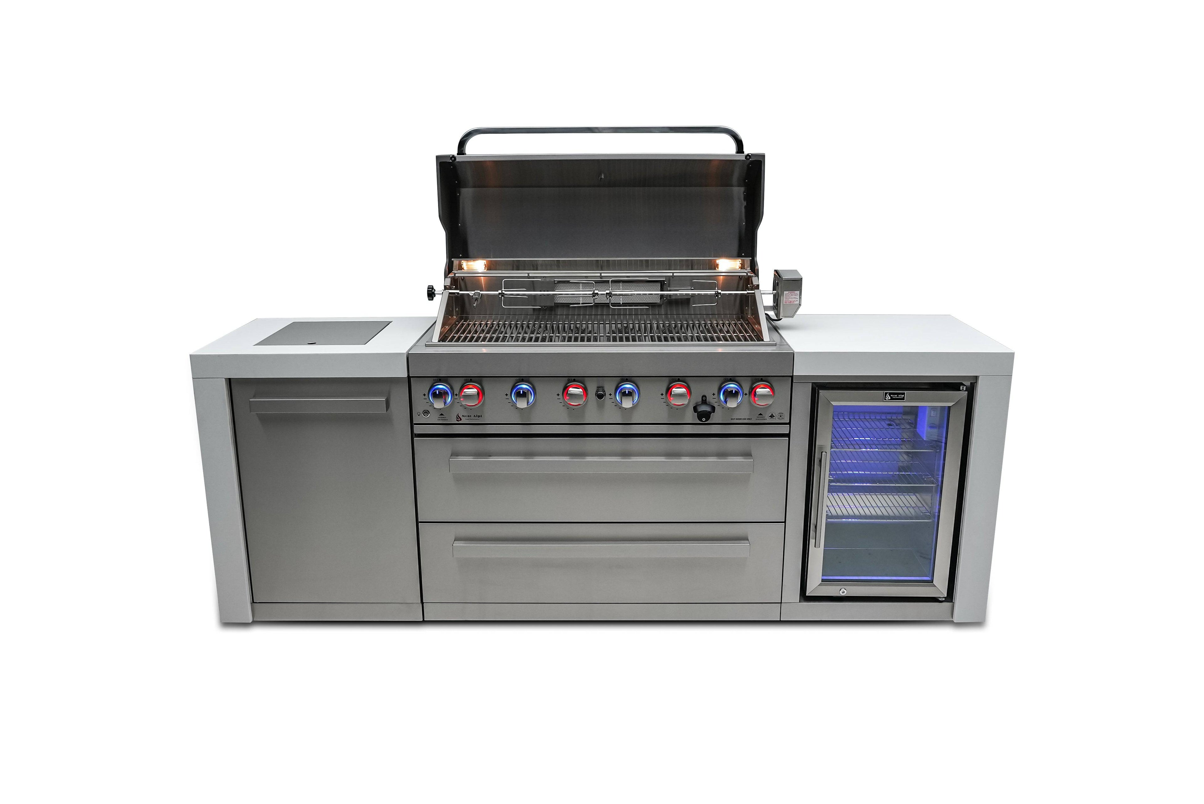 Mont Alpi 805 Deluxe Island with a Fridge Cabinet - Wheatland Fireplace