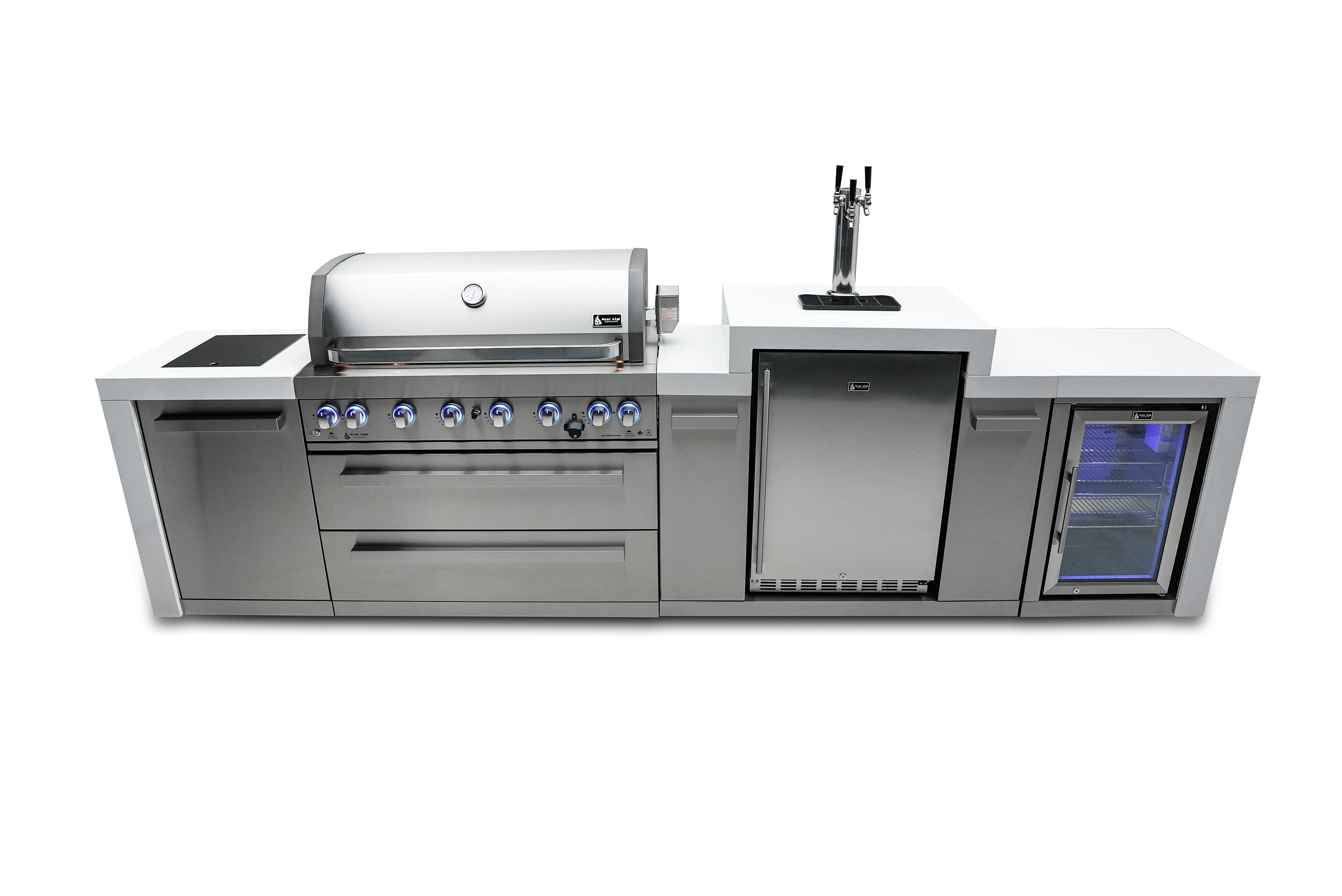 Mont Alpi 805 Deluxe Island with a Kegerator and  Fridge Cabinet - Wheatland Fireplace