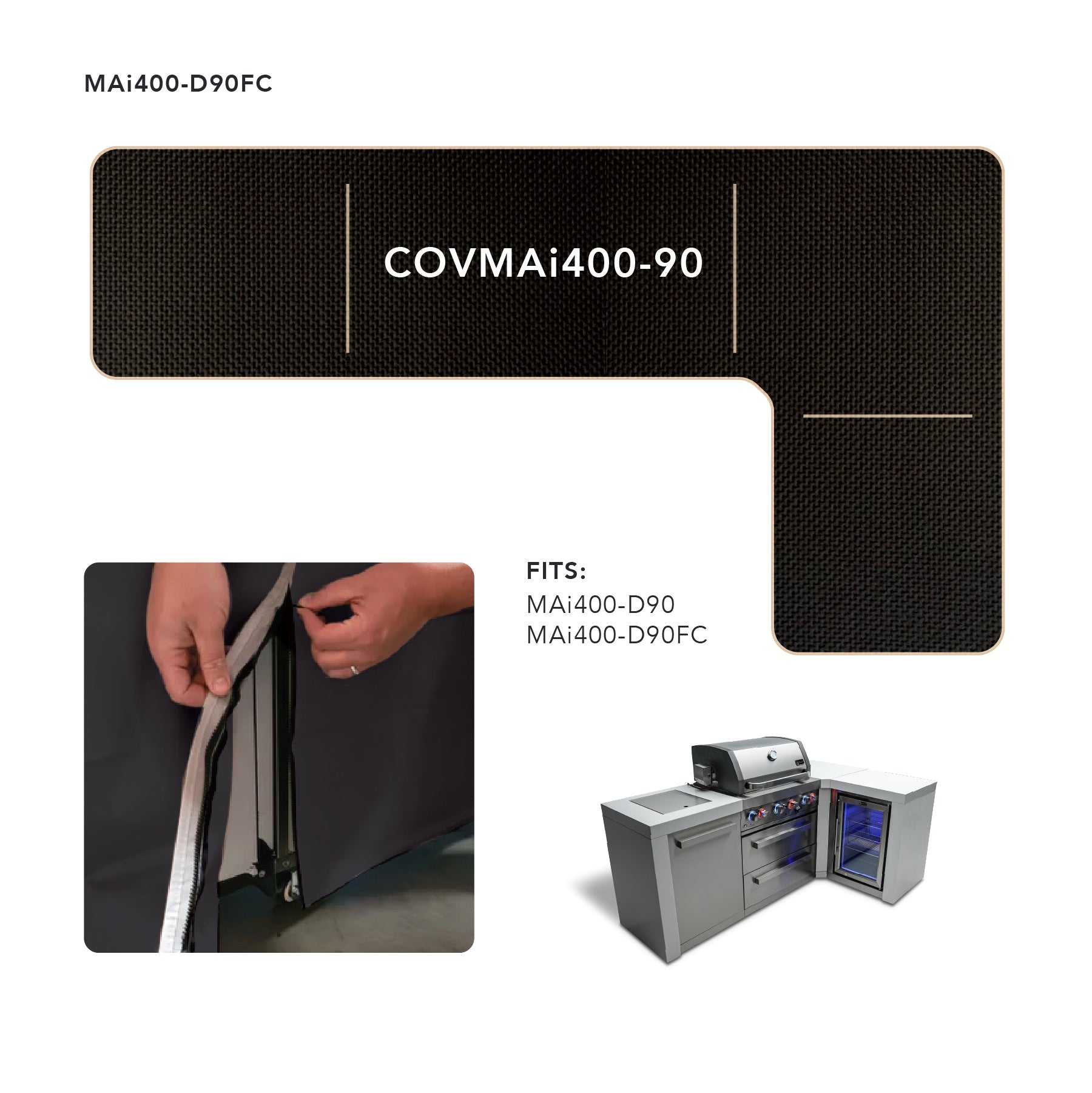 Cover for 400  Island with a 90 Degree Corner - Wheatland Fireplace