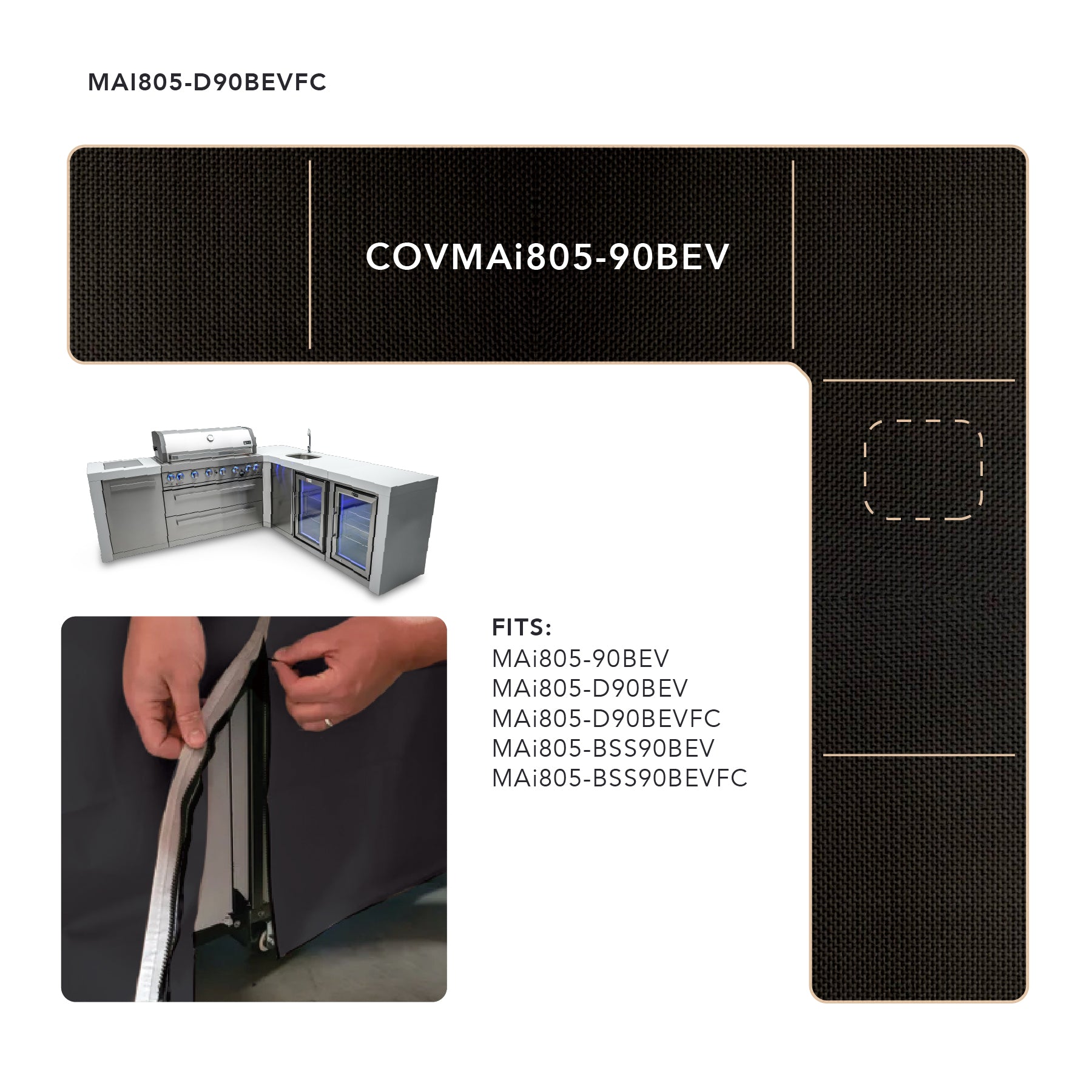 Cover for 805  Island with a 90 Degree Corner and Beverage Center - Wheatland Fireplace