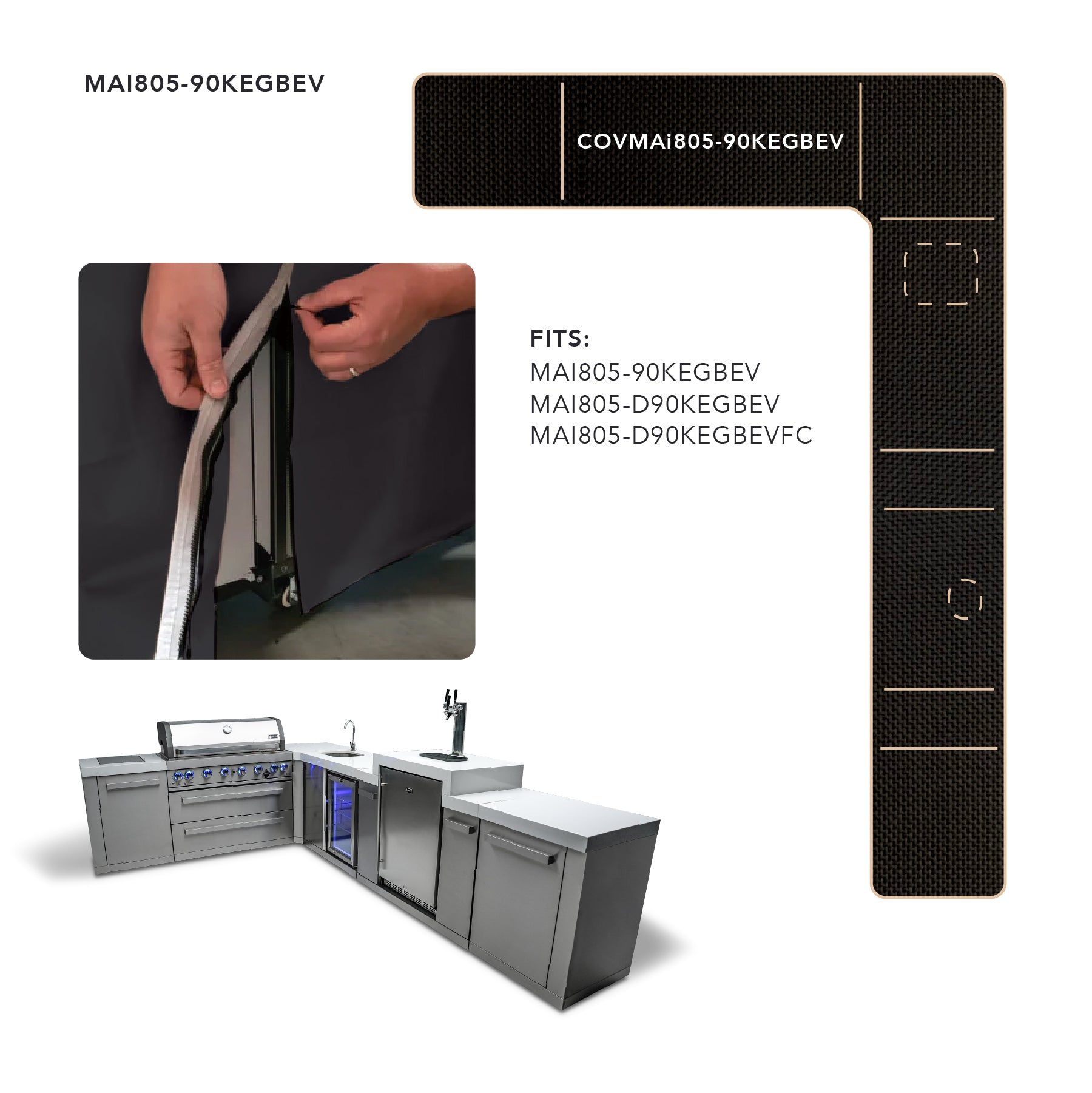 Cover for 805  Island with a 90 Degree Corner, Kegerator and Beverage Center - Wheatland Fireplace