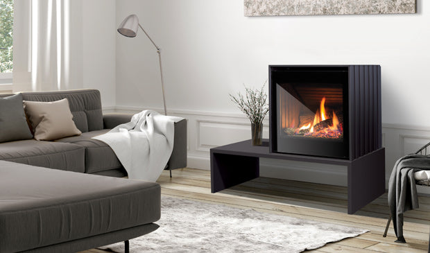 Cube Gas Stove IPI w/ Log Set, Fluted Liner & Remote