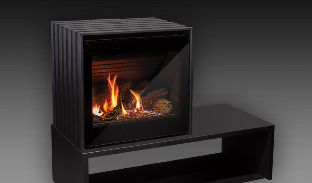 Cube Gas Stove IPI w/ Log Set, Fluted Liner & Remote
