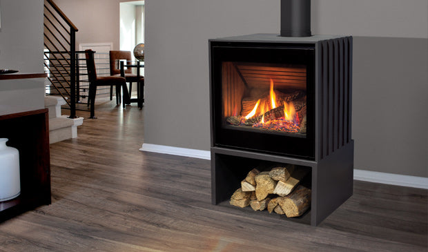 Cube Gas Stove IPI w/ Log Set, Fluted Liner & Remote
