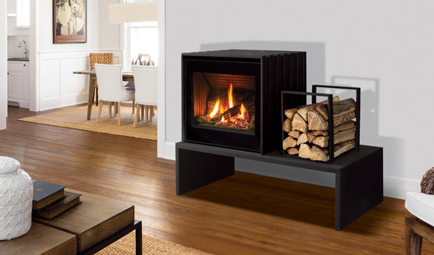 Cube Gas Stove IPI w/ Log Set, Fluted Liner & Remote