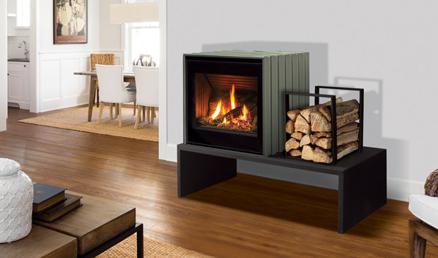 Cube Gas Stove IPI w/ Log Set, Fluted Liner & Remote