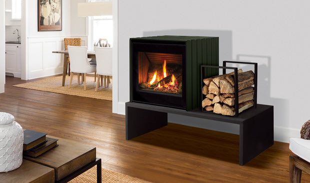 Cube Gas Stove IPI w/ Log Set, Fluted Liner & Remote