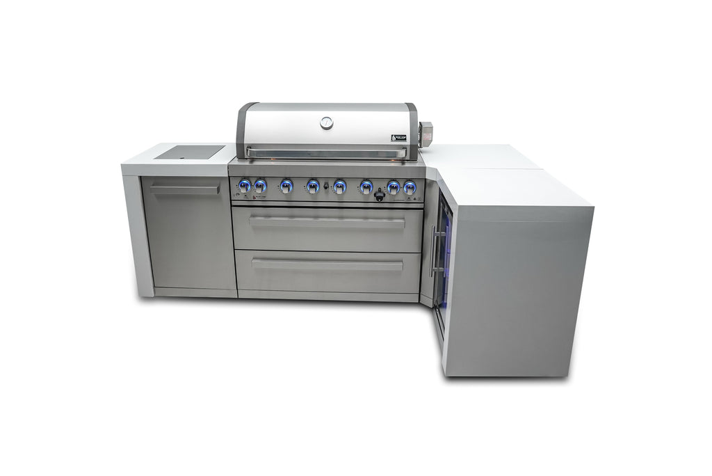 Mont Alpi 805 Deluxe Island with a 90 Degree Corner and a Fridge Cabinet - Wheatland Fireplace