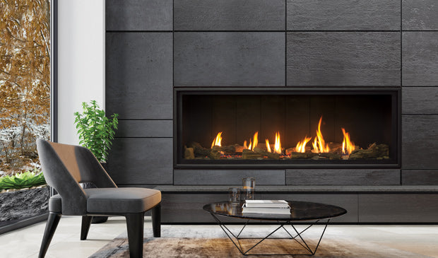 C60 Tall Linear Gas Fireplace IPI w/Vermiculite, Steel Liner & Remote - Wheatland Fireplace