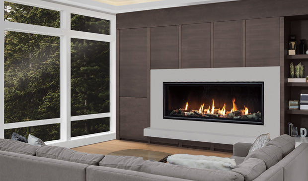 C60 Tall Linear Gas Fireplace IPI w/Vermiculite, Steel Liner & Remote - Wheatland Fireplace