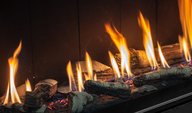 C60 Tall Linear Gas Fireplace IPI w/Vermiculite, Steel Liner & Remote - Wheatland Fireplace