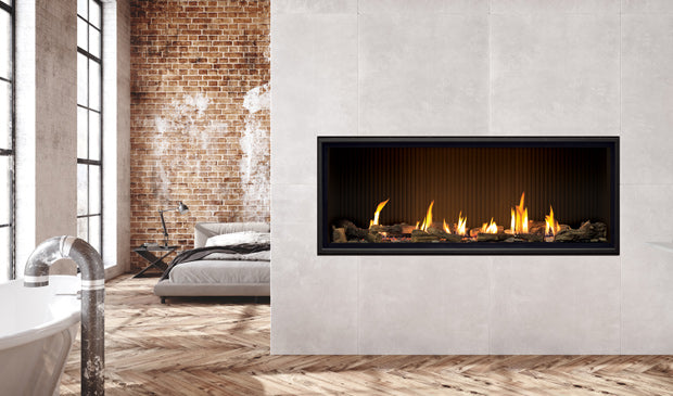 C60 Tall Linear Gas Fireplace IPI w/Vermiculite, Steel Liner & Remote - Wheatland Fireplace