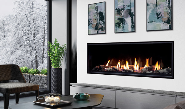 C60 Tall Linear Gas Fireplace IPI w/Vermiculite, Steel Liner & Remote - Wheatland Fireplace